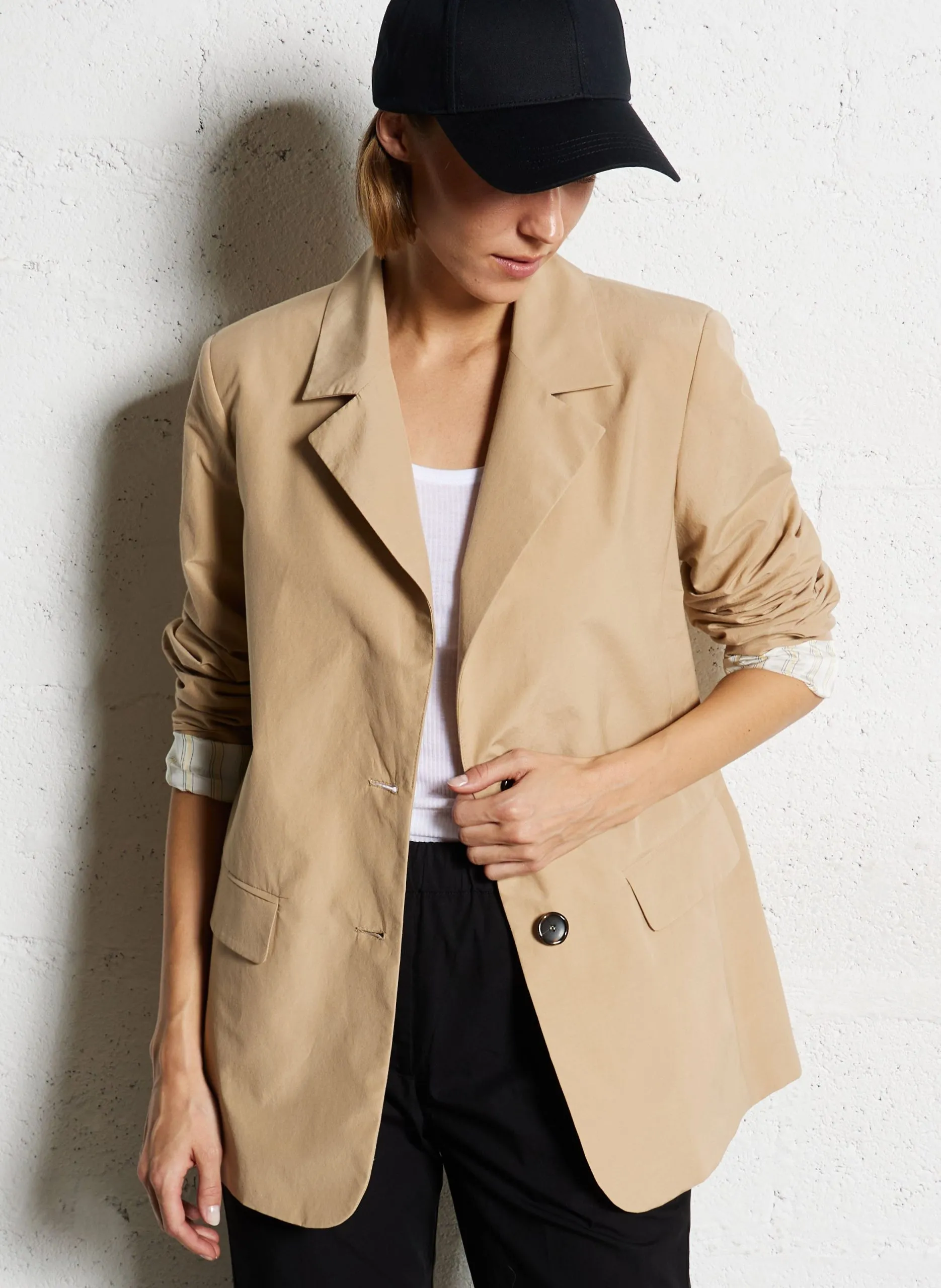 Veste de tailleur en coton Beige MADISON