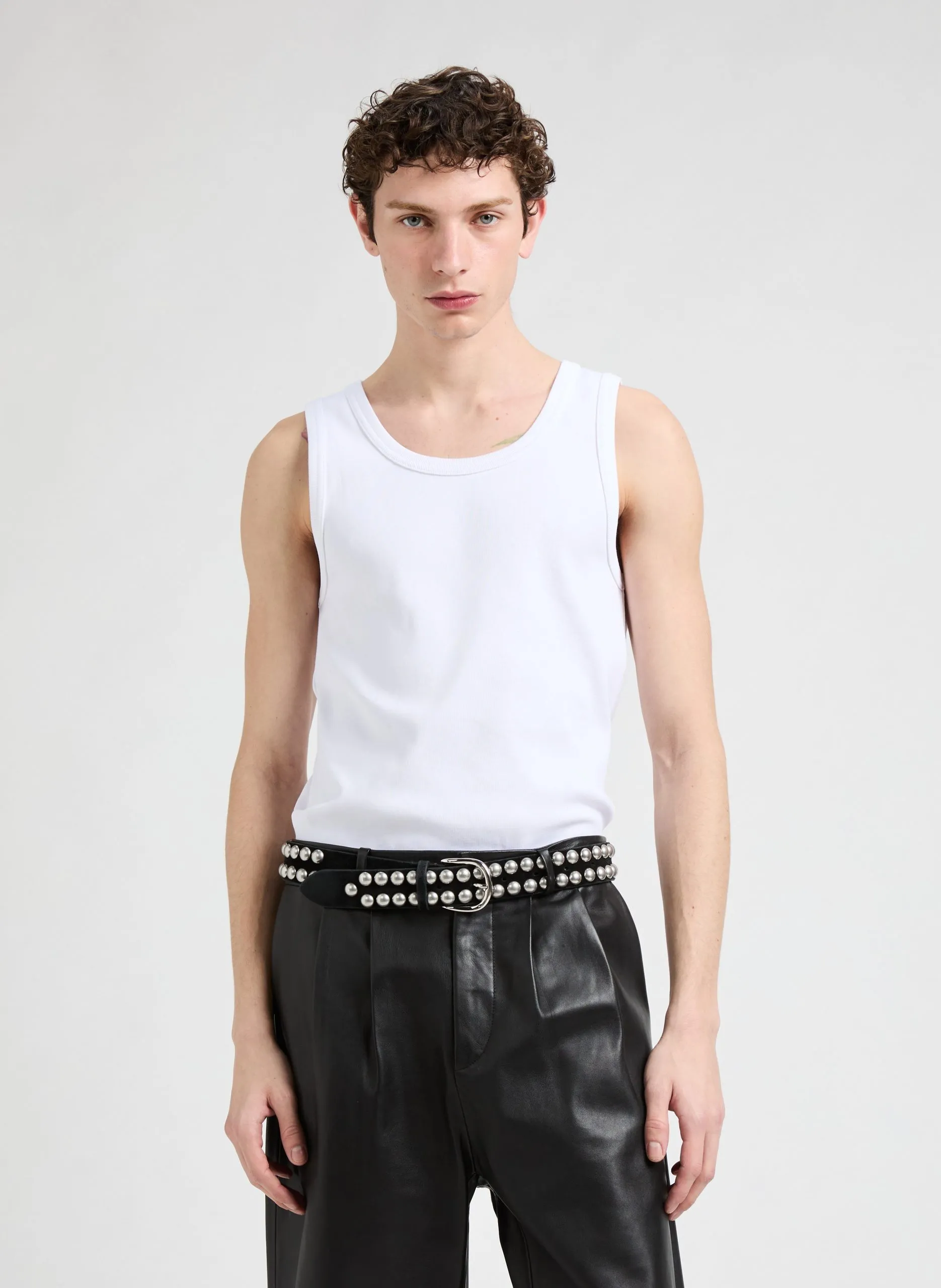 Débardeur côtelé en coton Blanc DANK