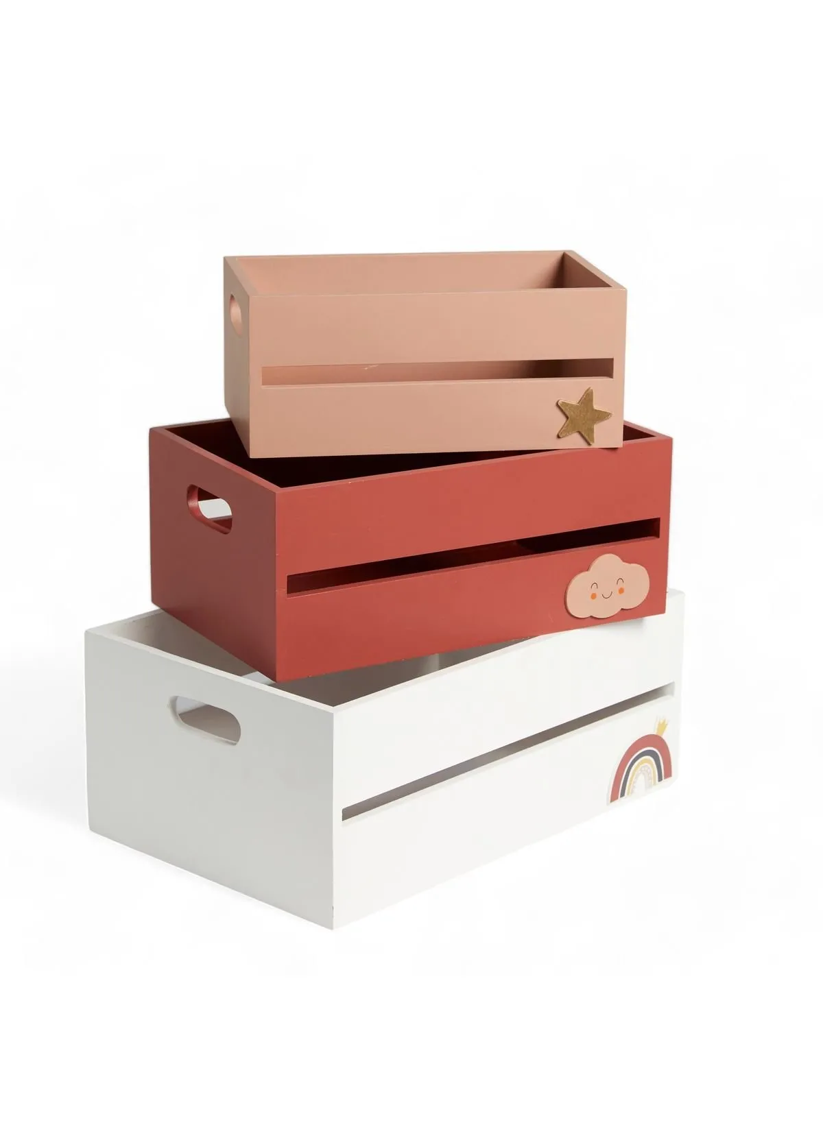Lot de 3 caisses en mdf Rose LA TETE DANS LES NUAGES