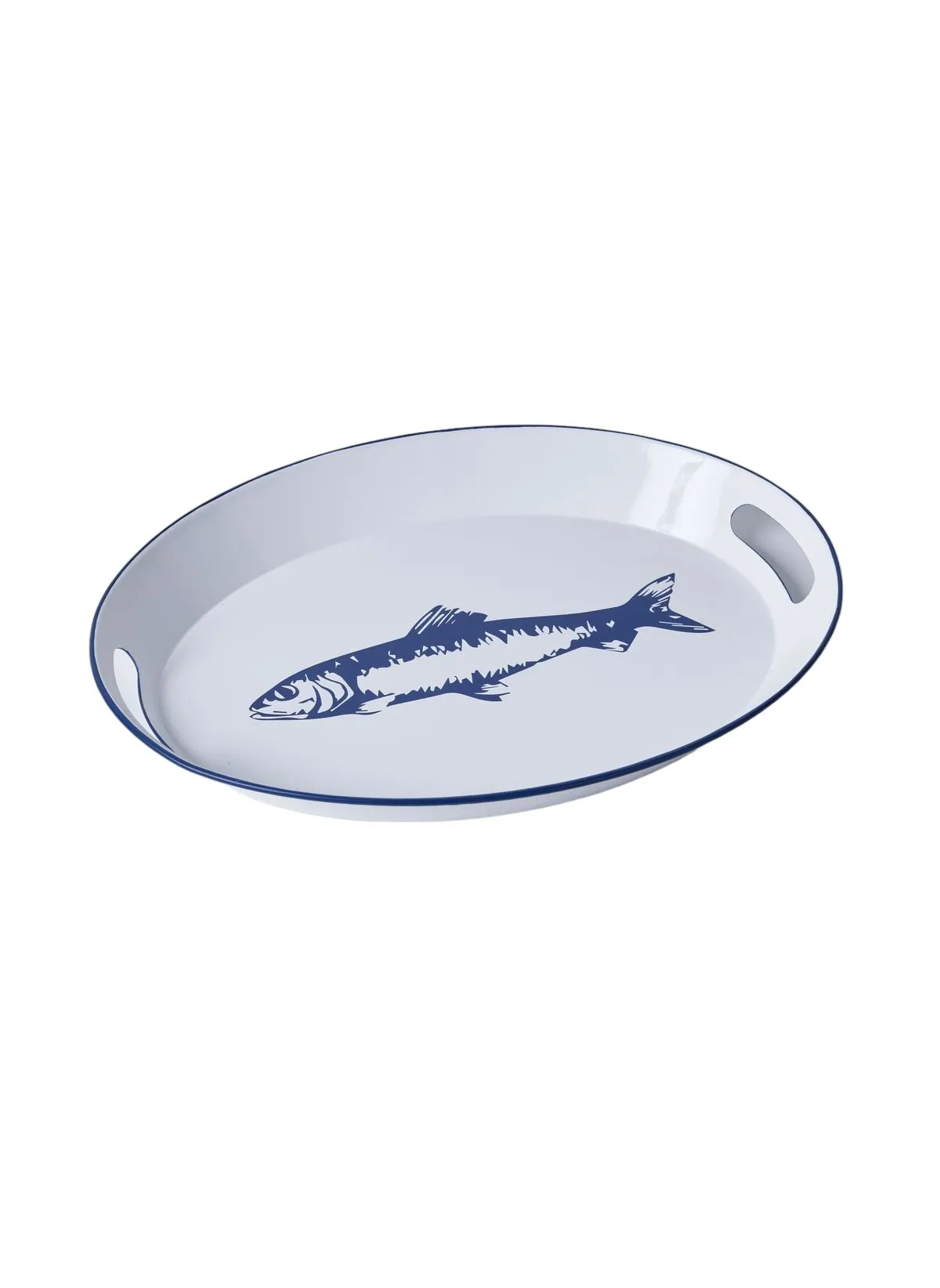 Plateau motif poisson en métal Blanc FRENCH PORT
