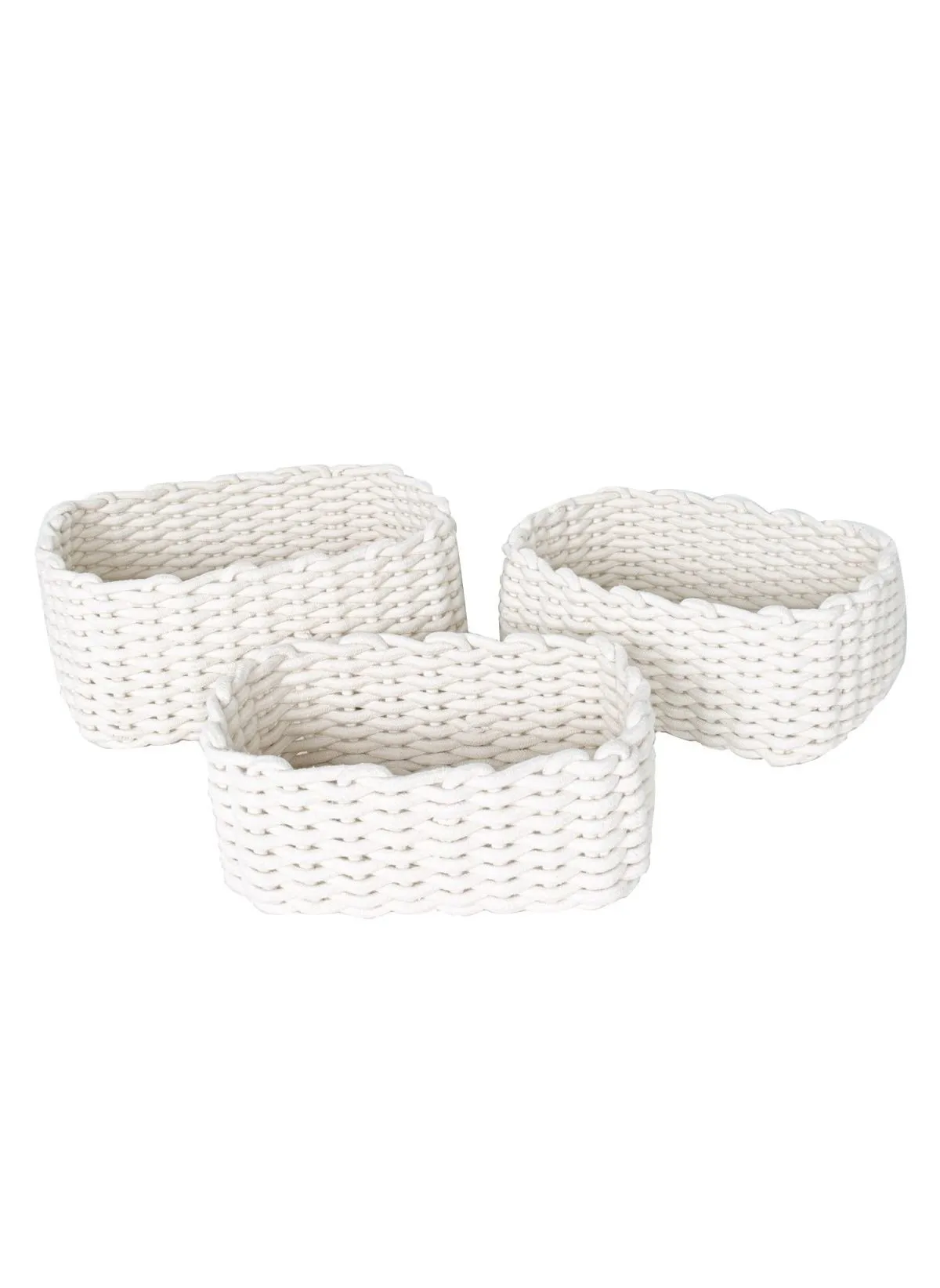 Lot de 3 paniers en corde en coton Blanc INDIES