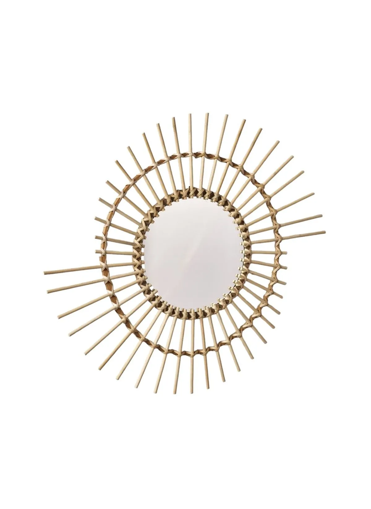 Miroir rond coquillage en rotin Beige BEACH HOUSE