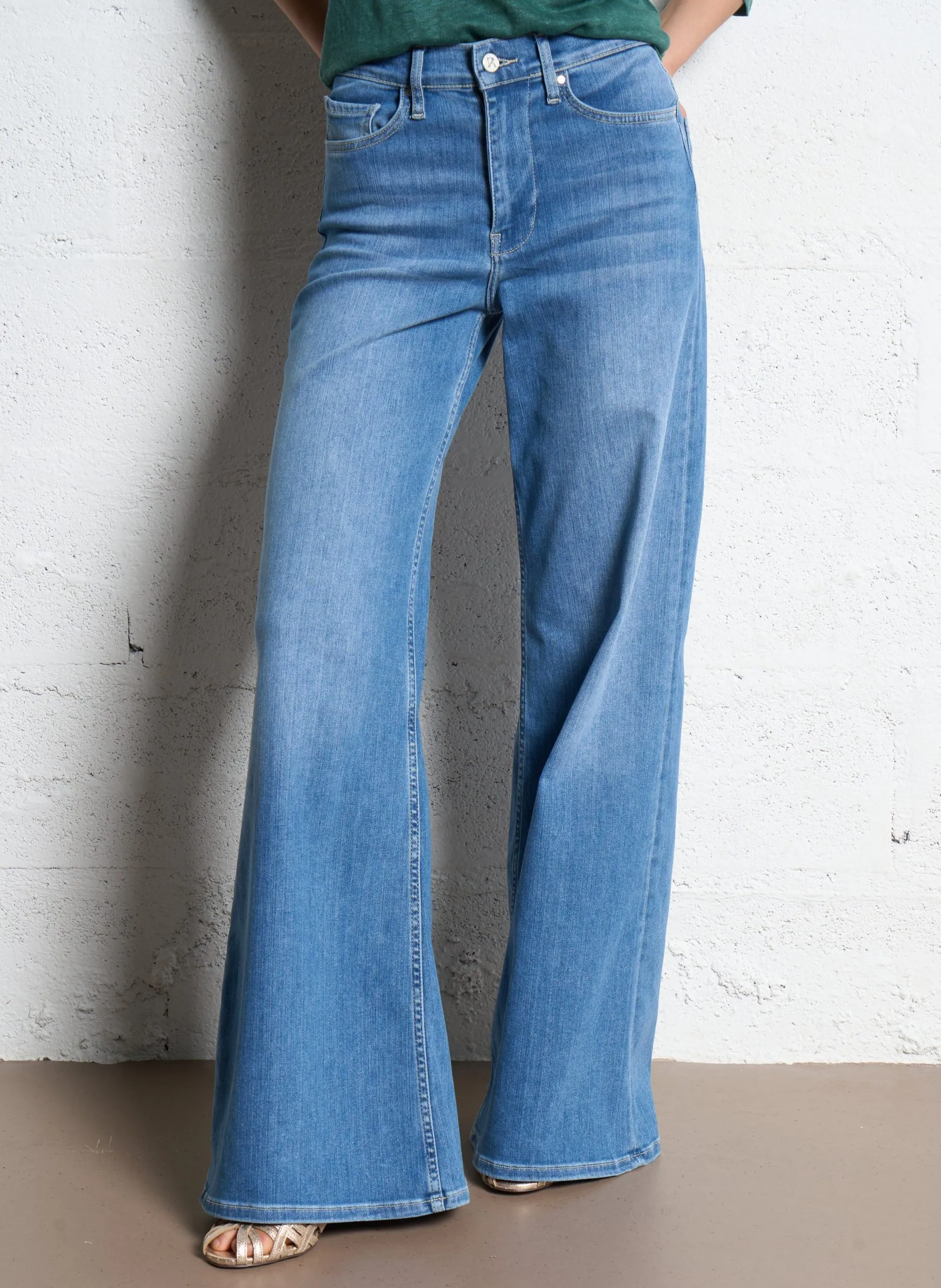 Jean palazzo en coton mélangé Bleu PATXI