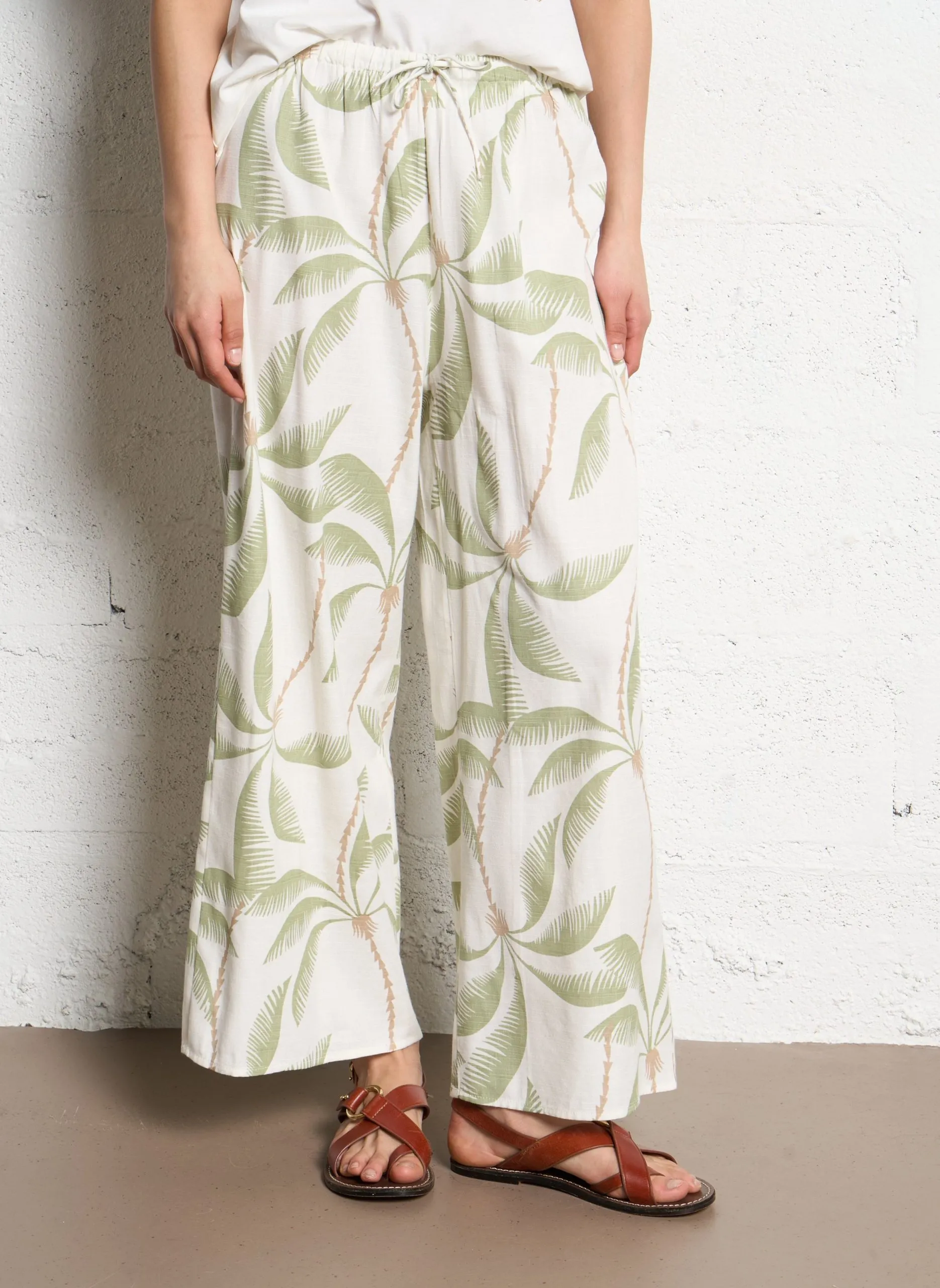 Pantalon large imprimé Blanc BEACH SPIRIT