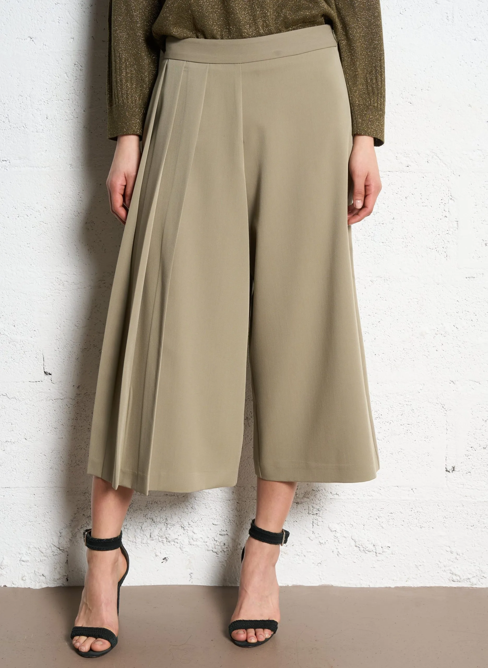 Pantalon large à plis Kaki