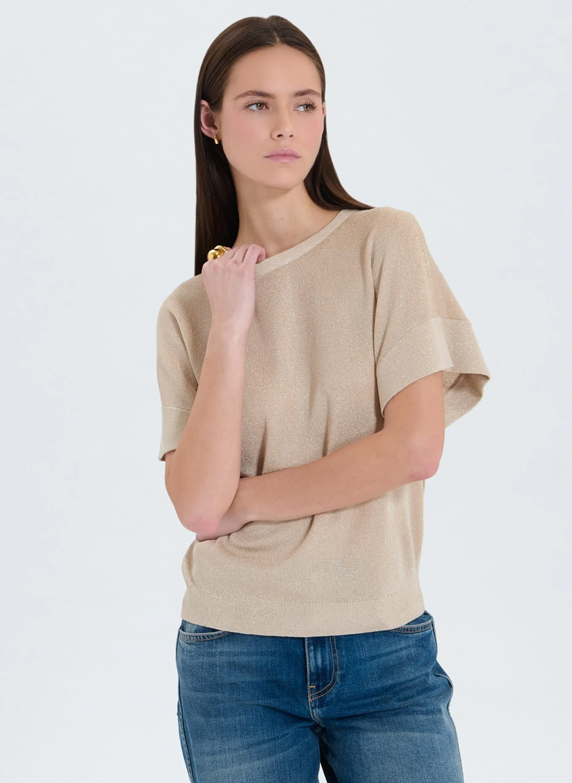 Pull droit en maille pailletée Doré PRADELV