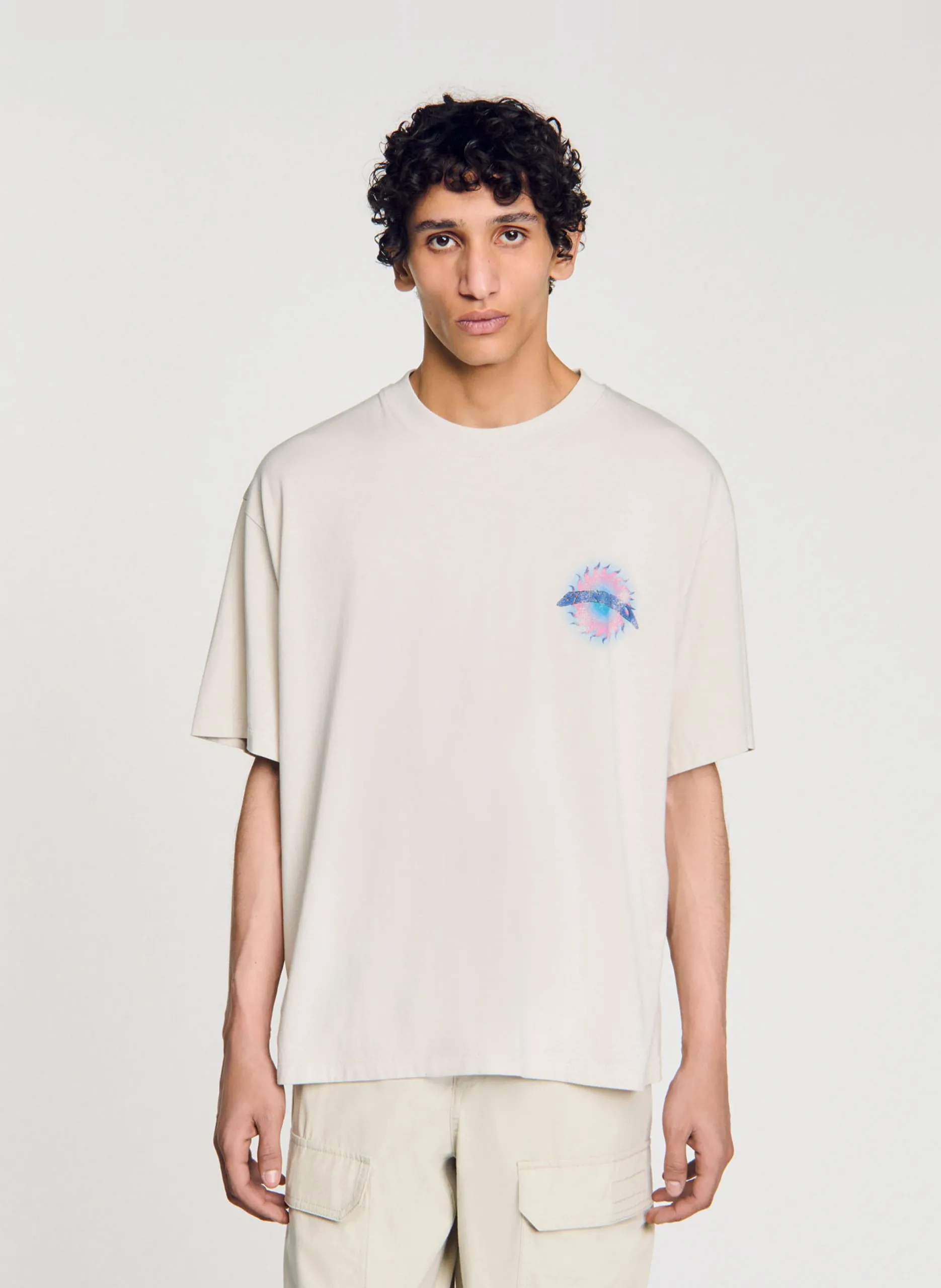 Tee-shirt manches courtes sérigraphié Blanc