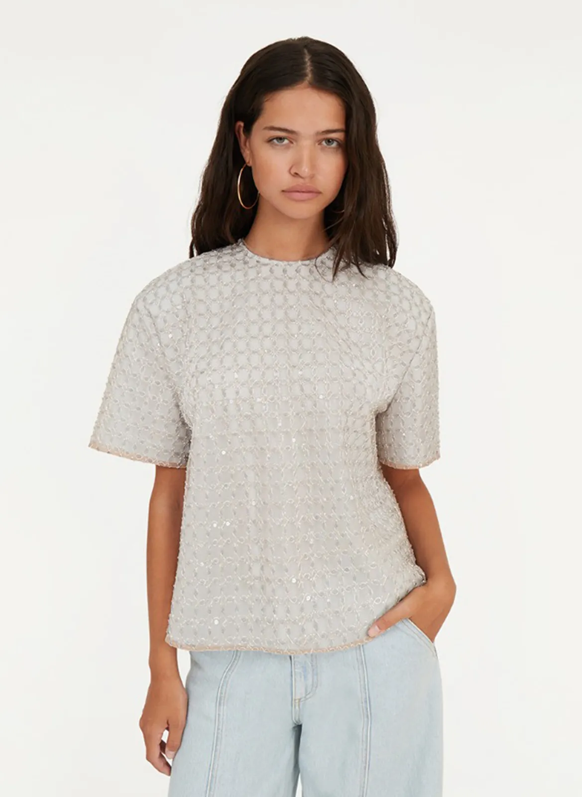 Top oversize brodé Noir