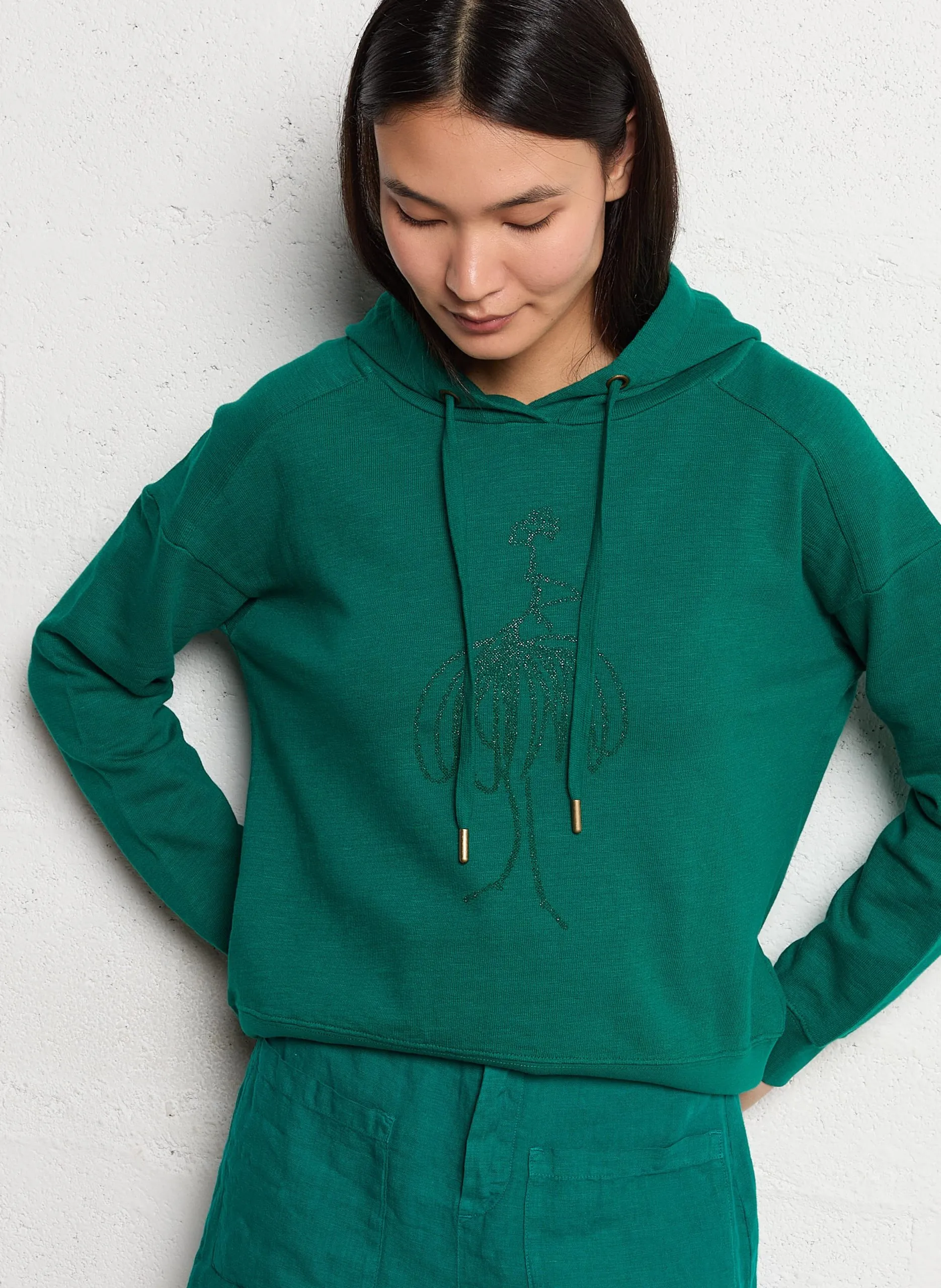 Sweat oversize en coton Vert MANORI
