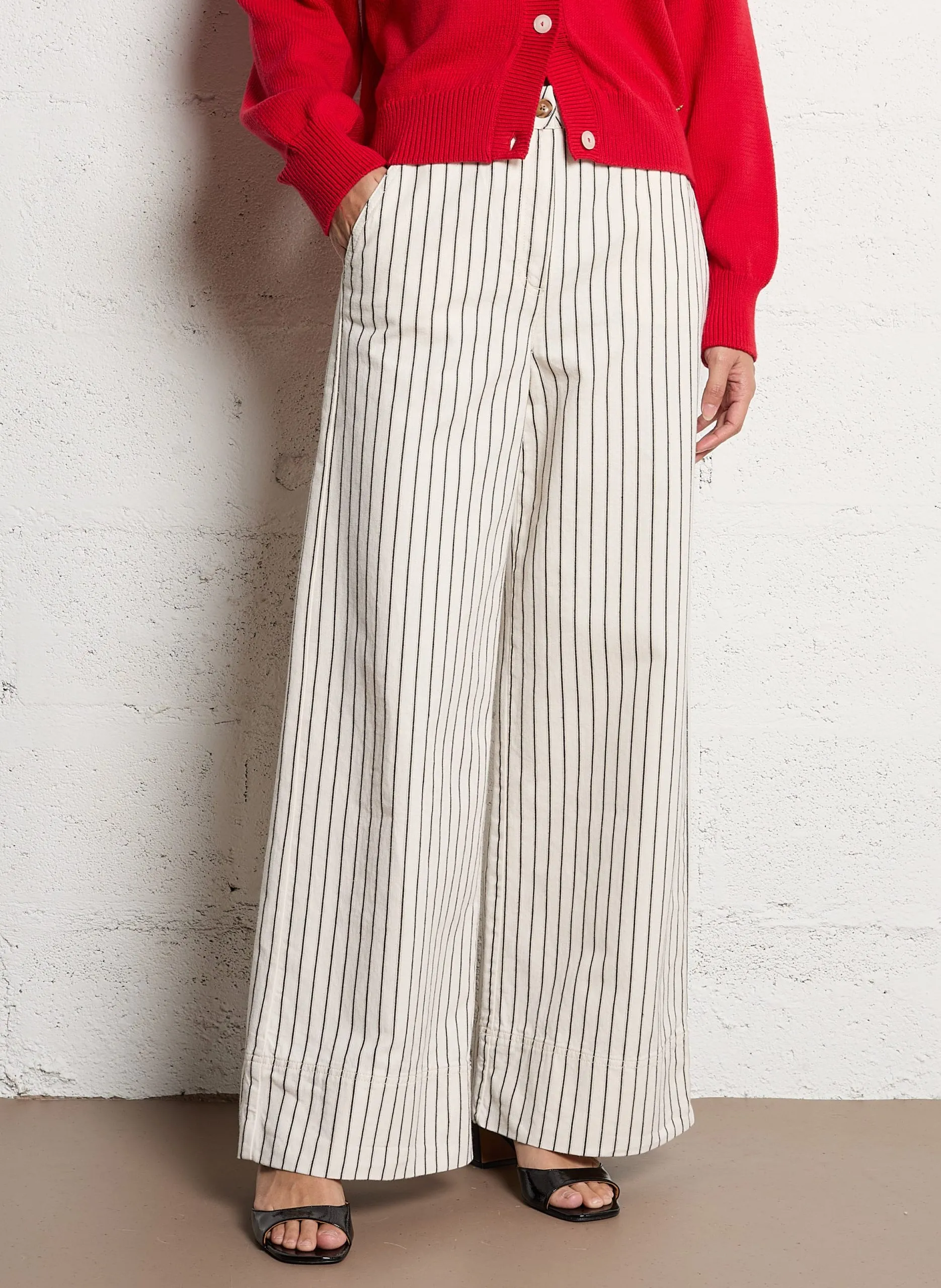 Pantalon large en coton Blanc VITO