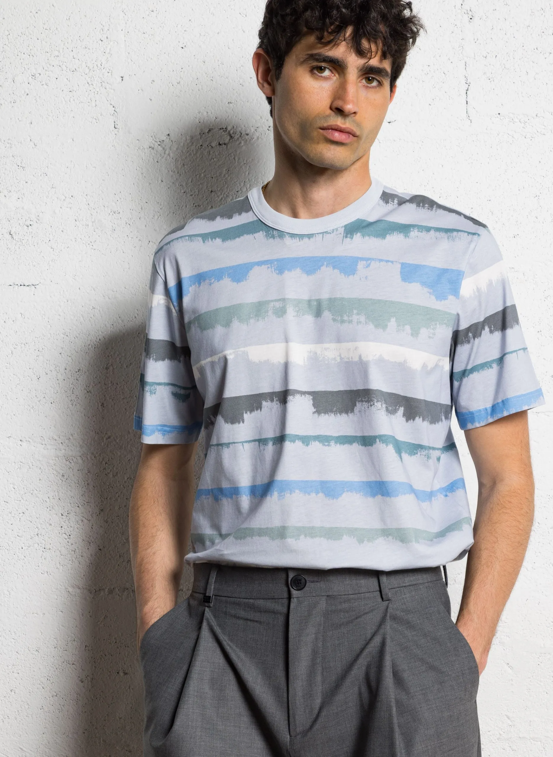 Tee-shirt imprimé en coton bio Bleu