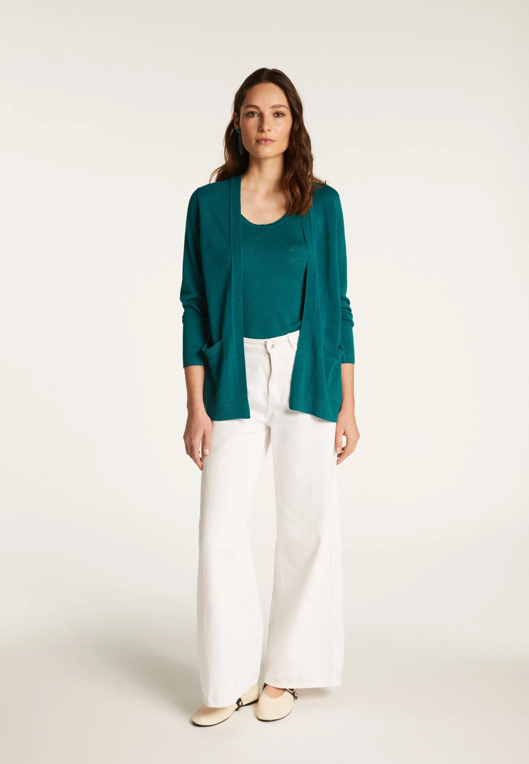 Gilet en lin flammé Vert NAELLE