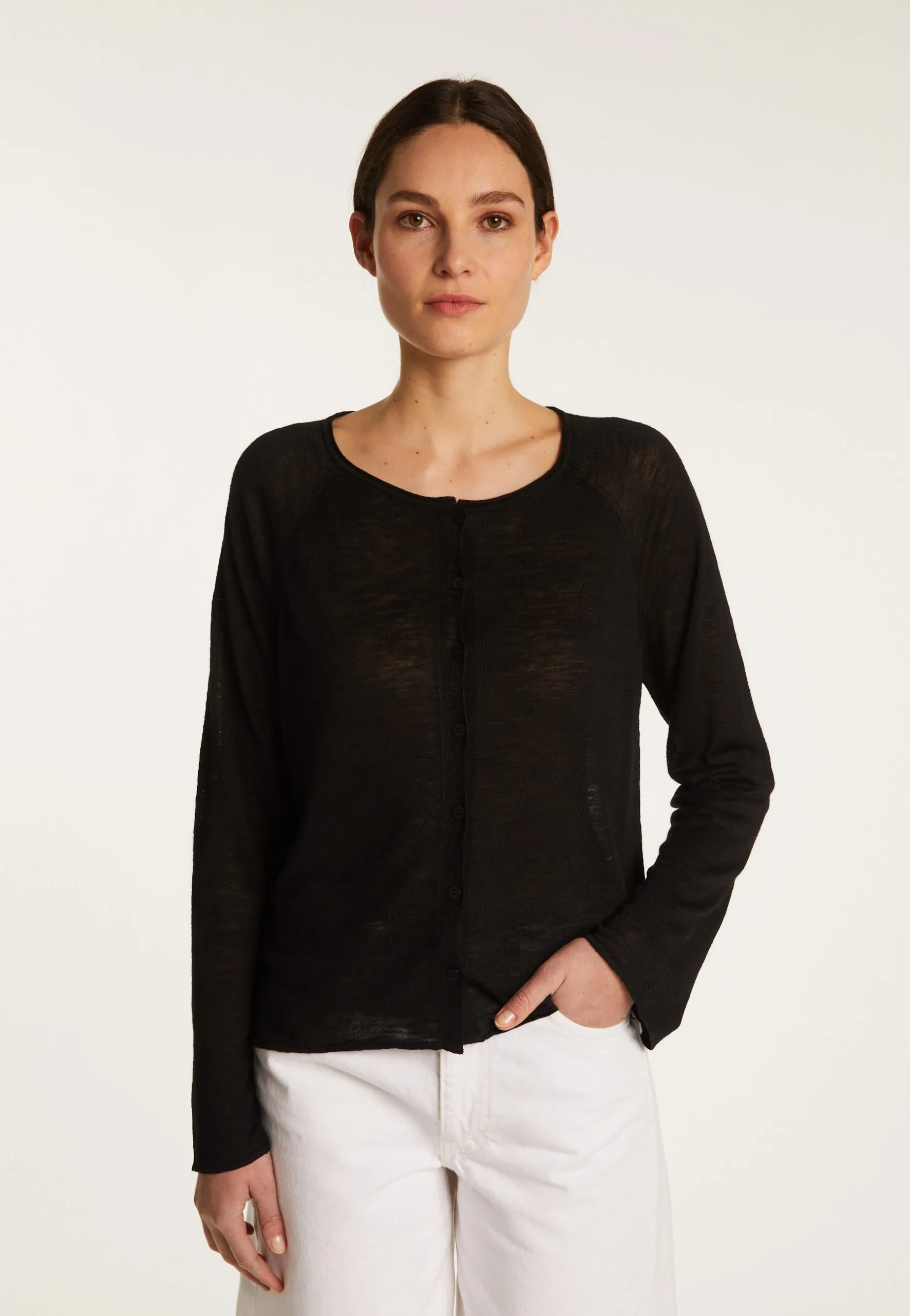 Gilet en lin flammé Noir DORY