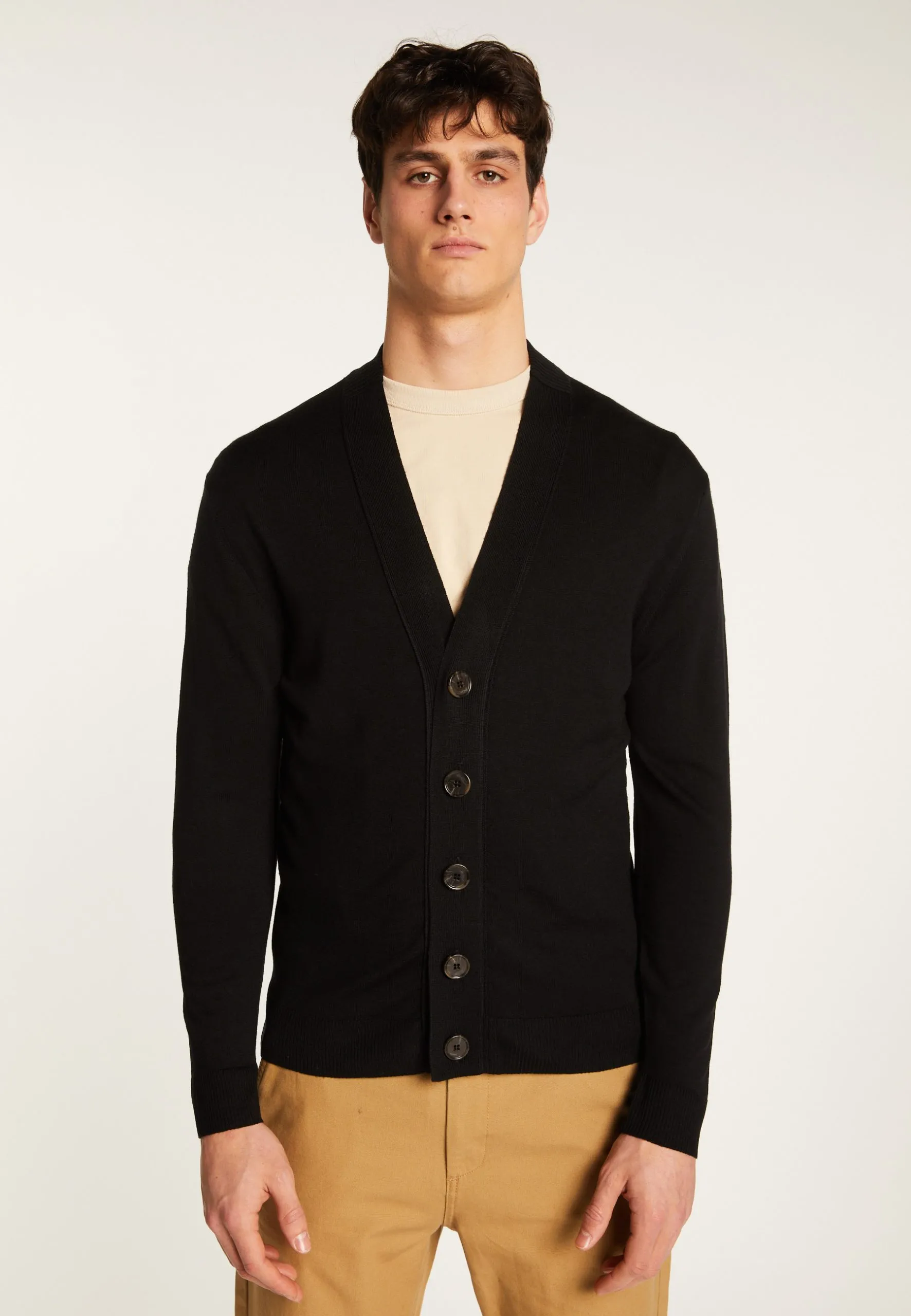 Cardigan en laine mérinos Noir EUGÉNE