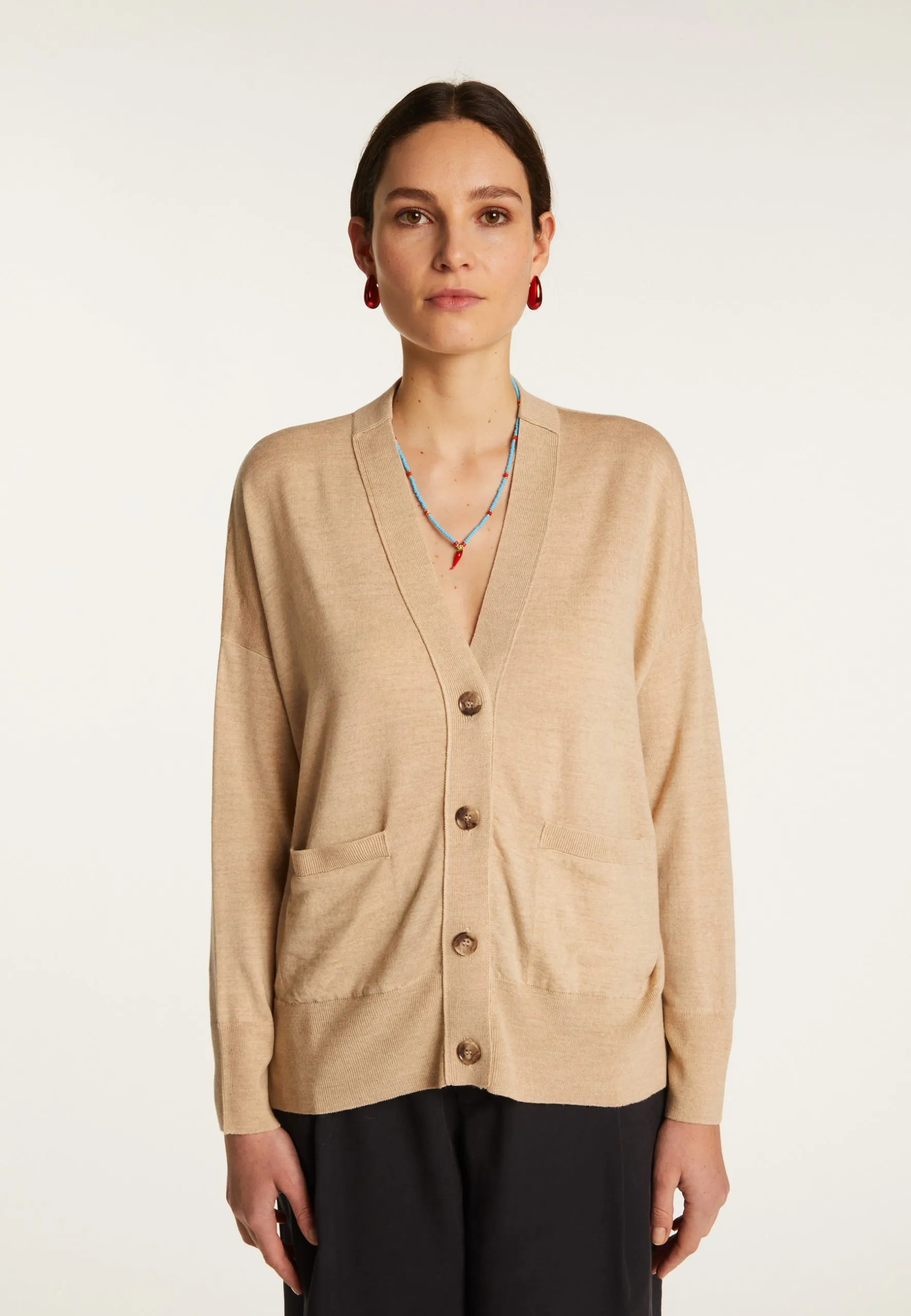 Cardigan en laine mérinos Beige ARIELLA