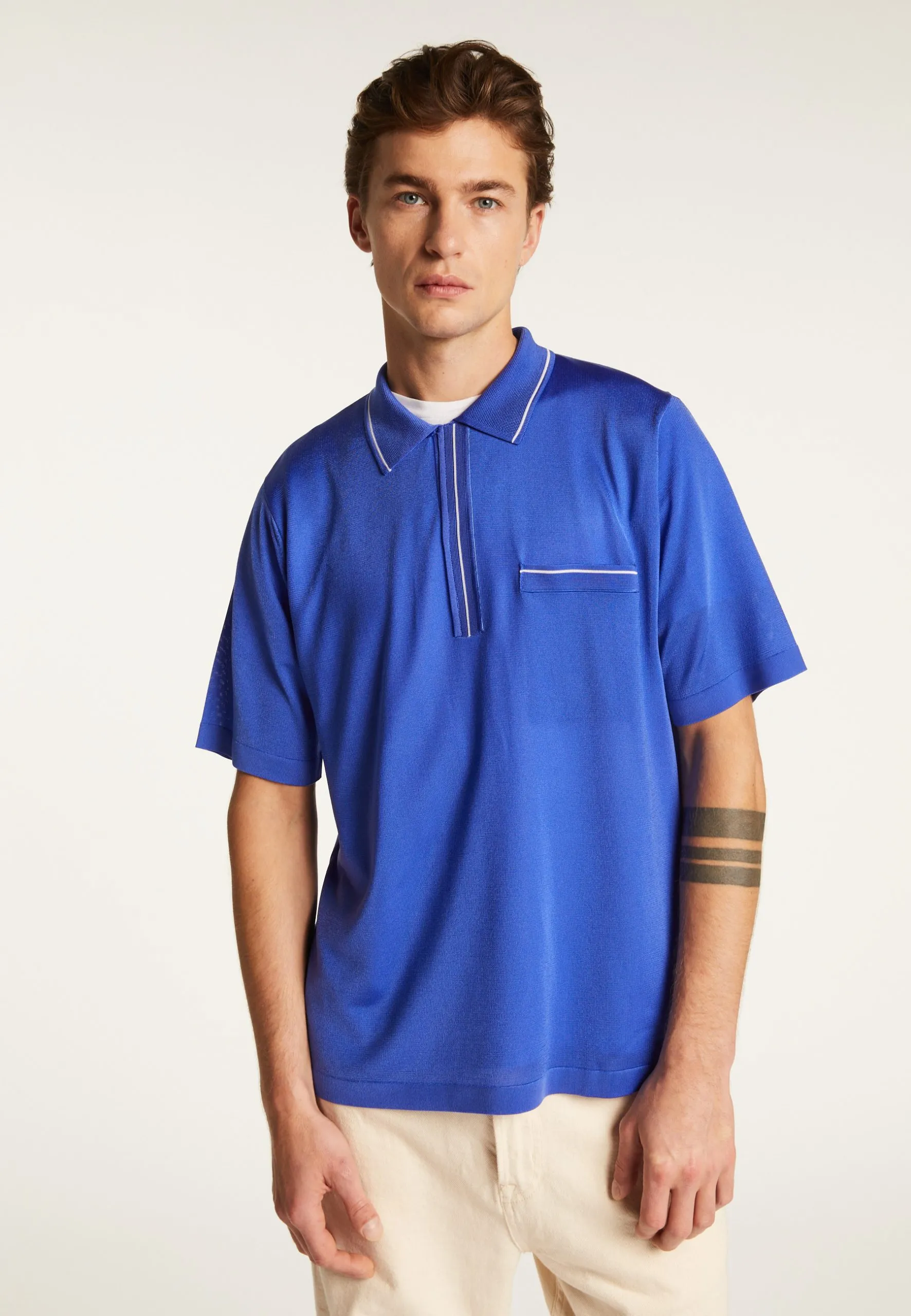 Polo en fil lumière Bleu MONTAYANG