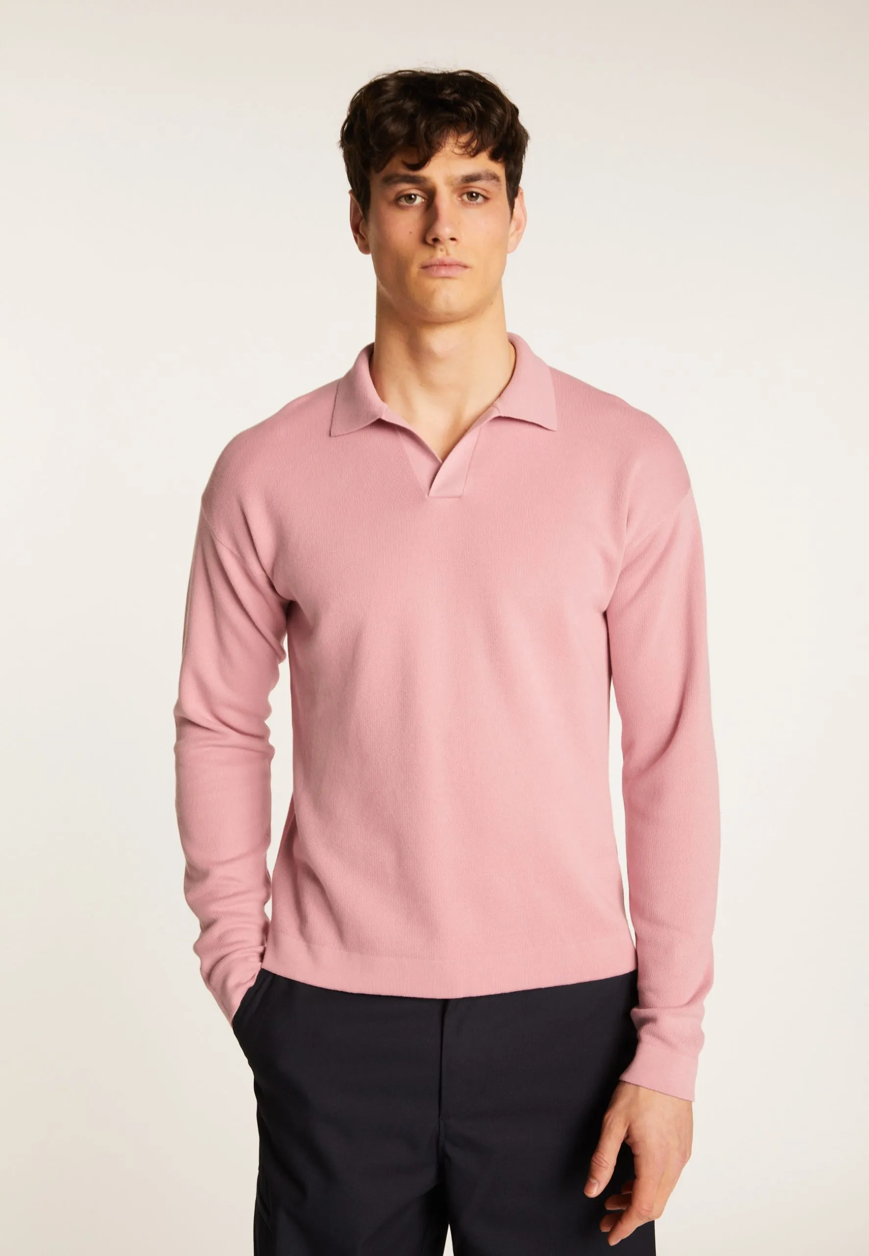 Polo à manches longues en coton Rose MAXIME