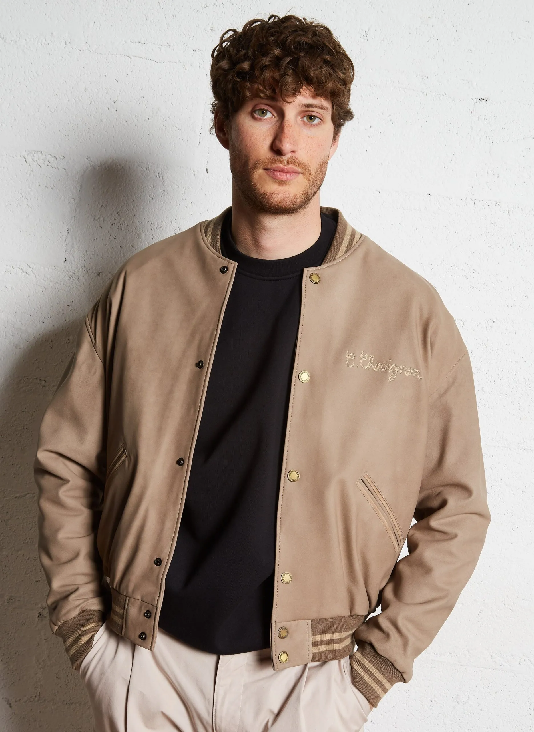 Blouson oversize en cuir Beige APOCALYPSE