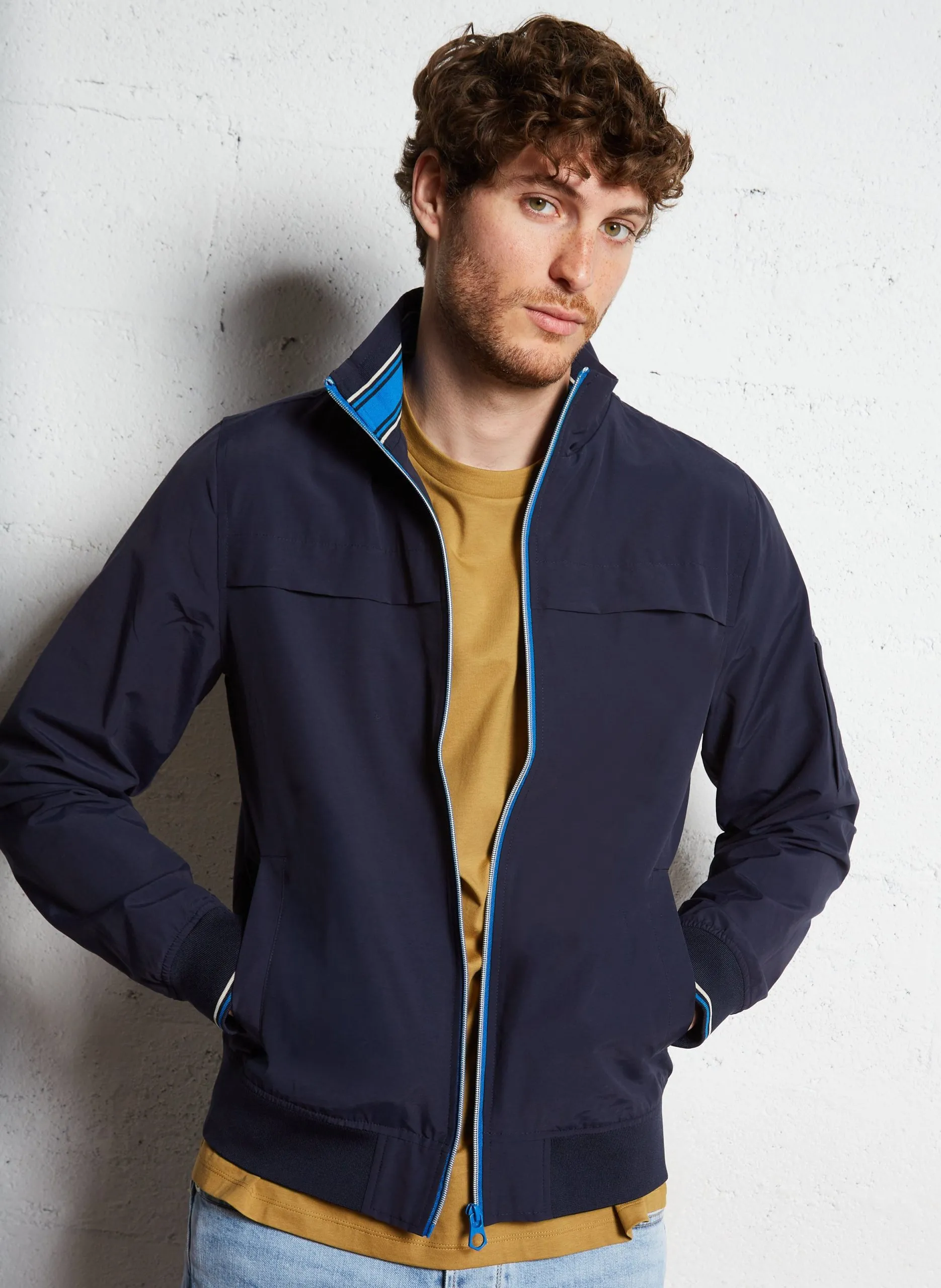 Veste droite col montant Bleu TOBAS