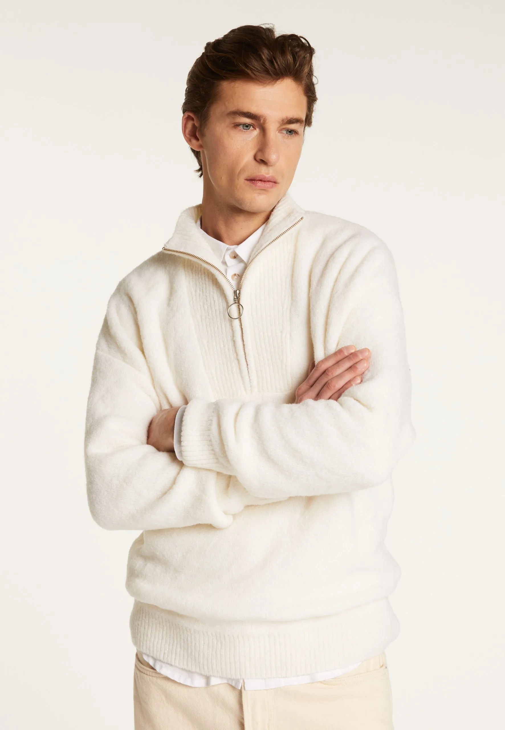 Pull camionneur en laine Blanc MARLON
