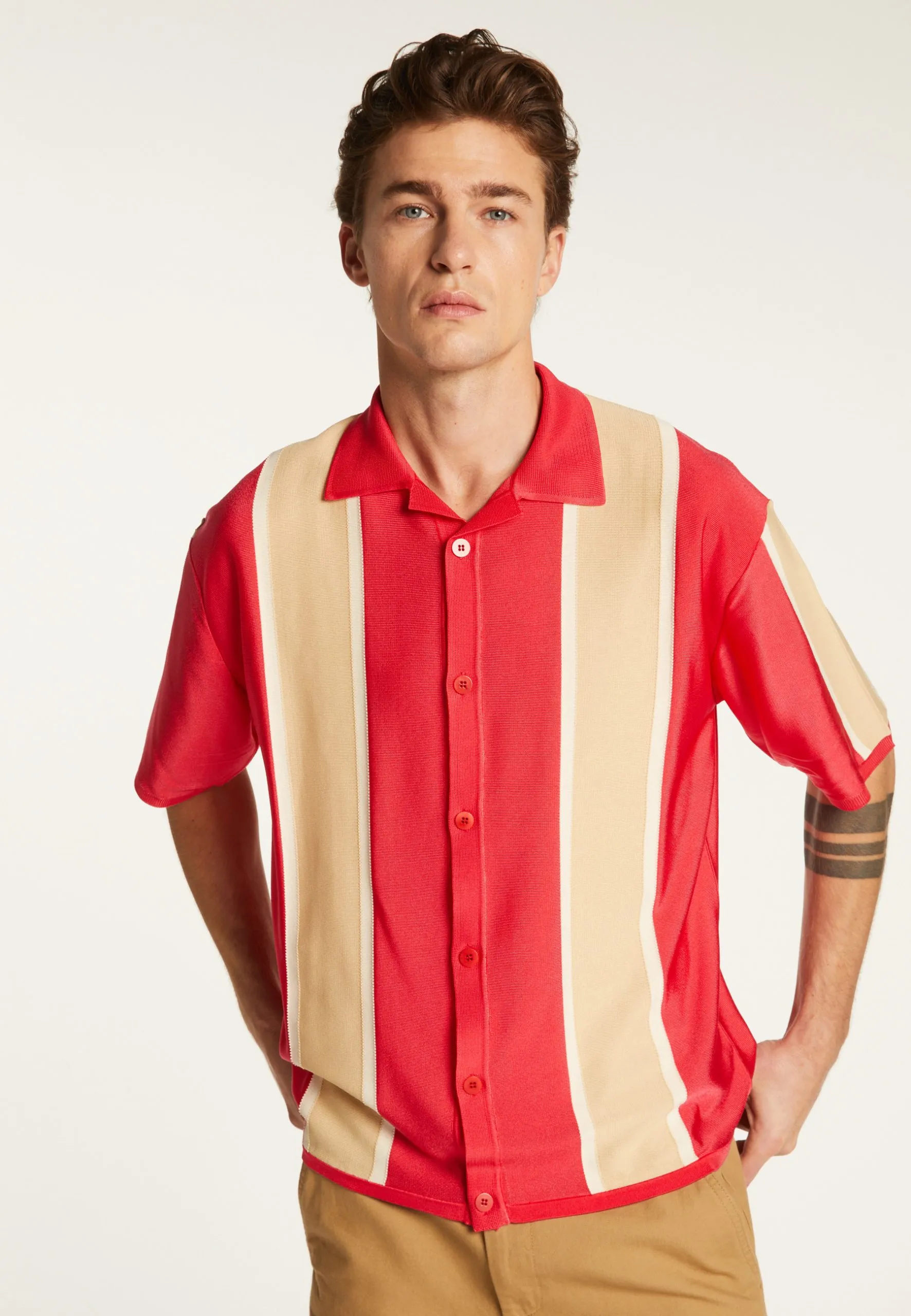 Chemise en fil lumière Rouge MASSIMO