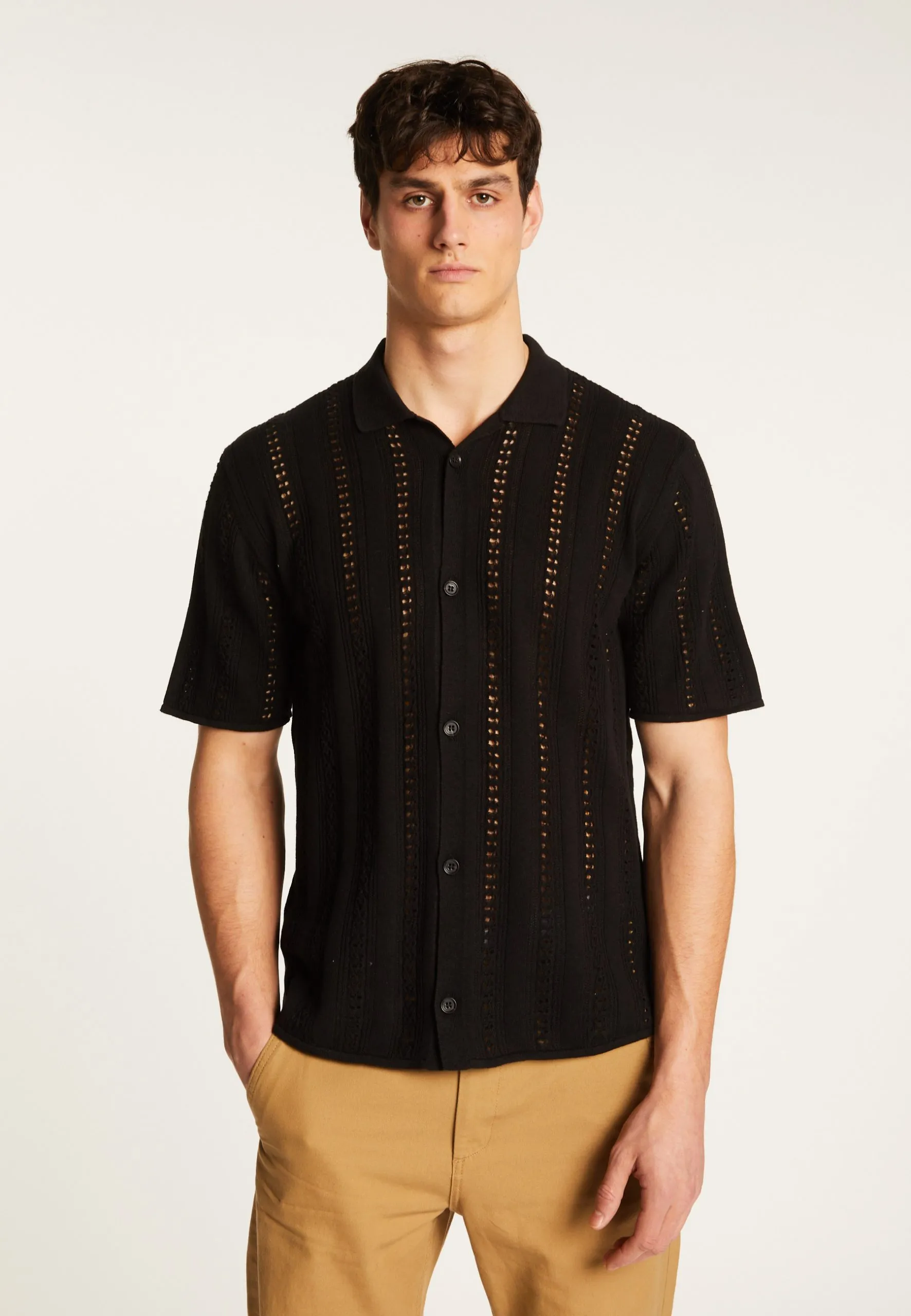 Chemise en coton ajourée Noir MIGUEL