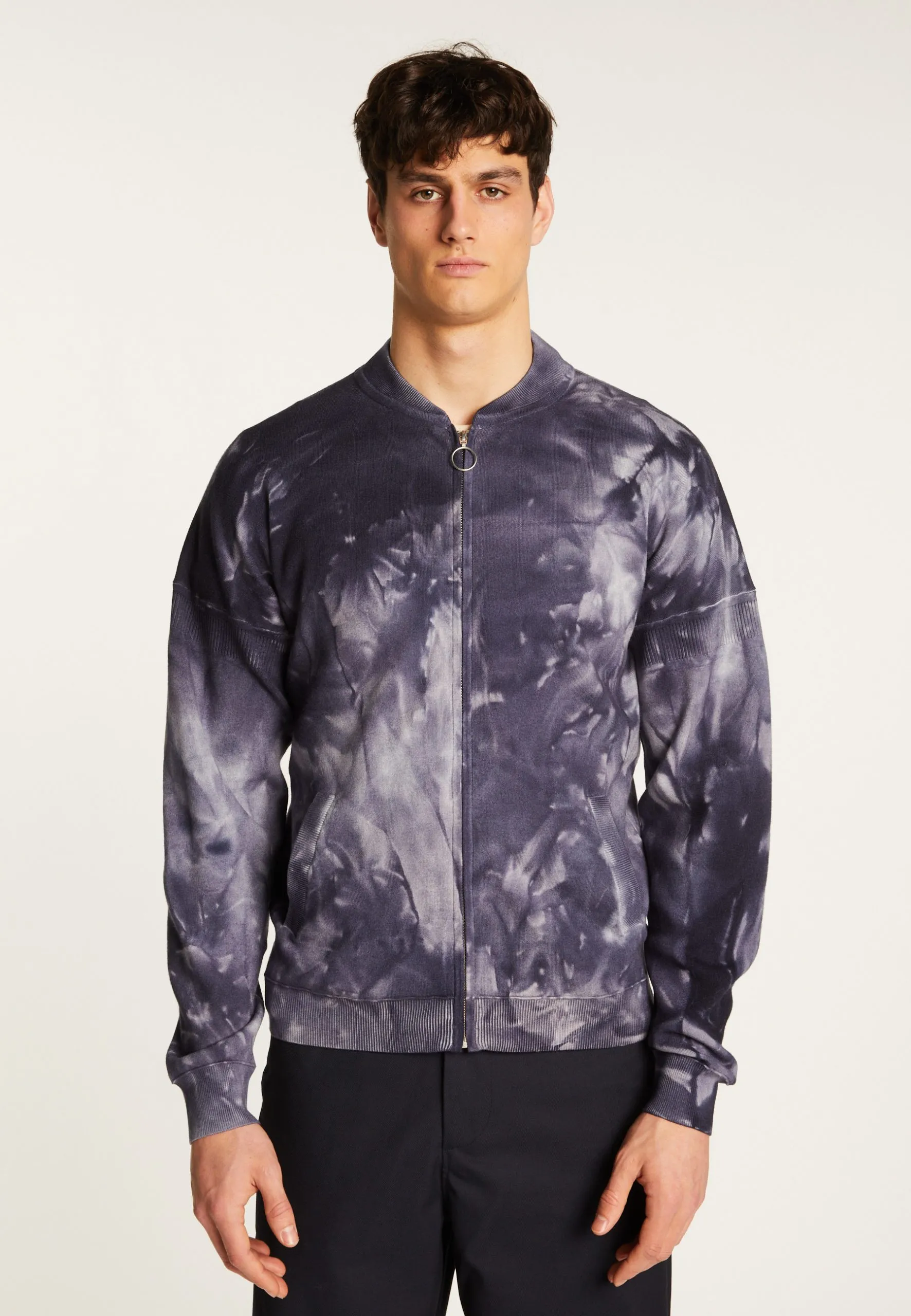 Veste zippée en laine mélangée Bleu MADISON