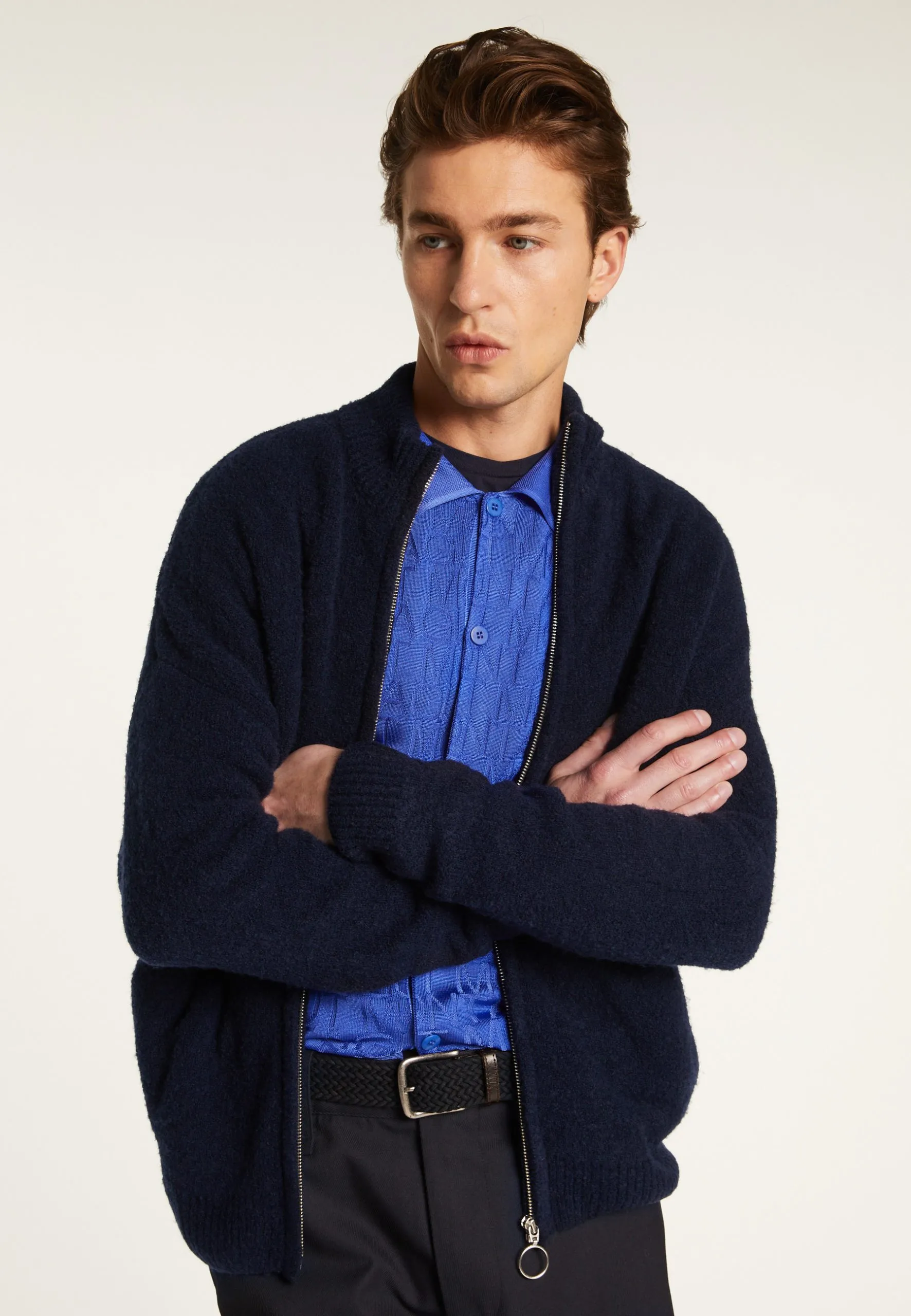 Veste zippée en laine Bleu MADOX