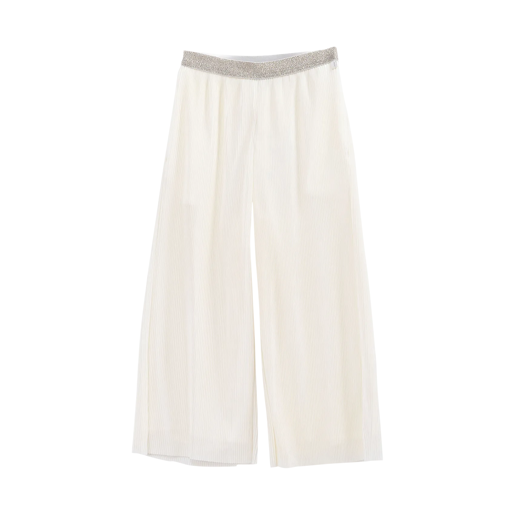 Pantalon large à ceinture pailletée Blanc