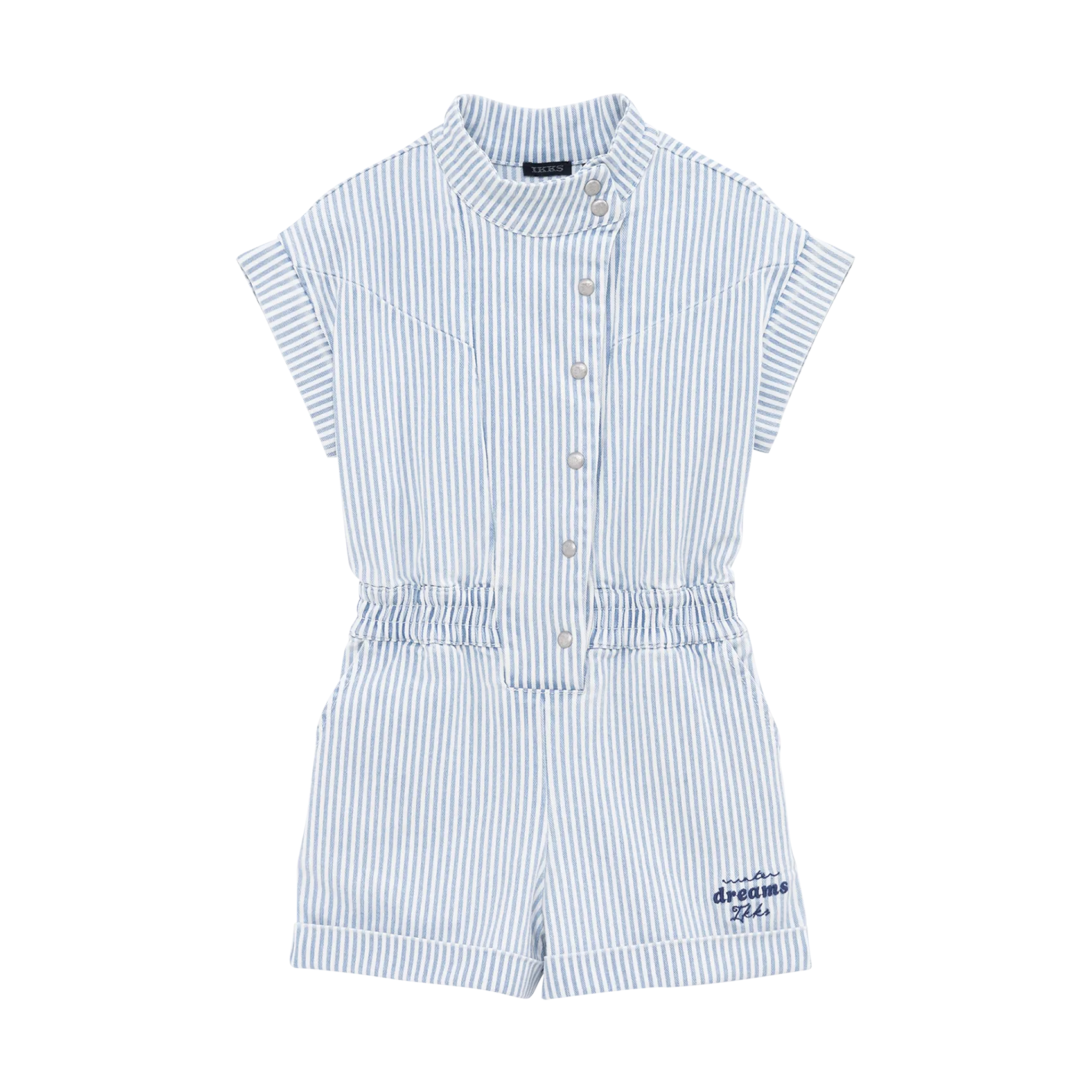 Combi-short rayée en denim Blanc