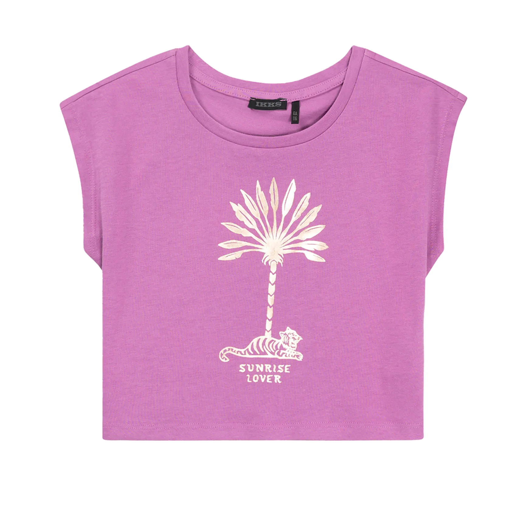 Tee-shirt court droit en coton Violet