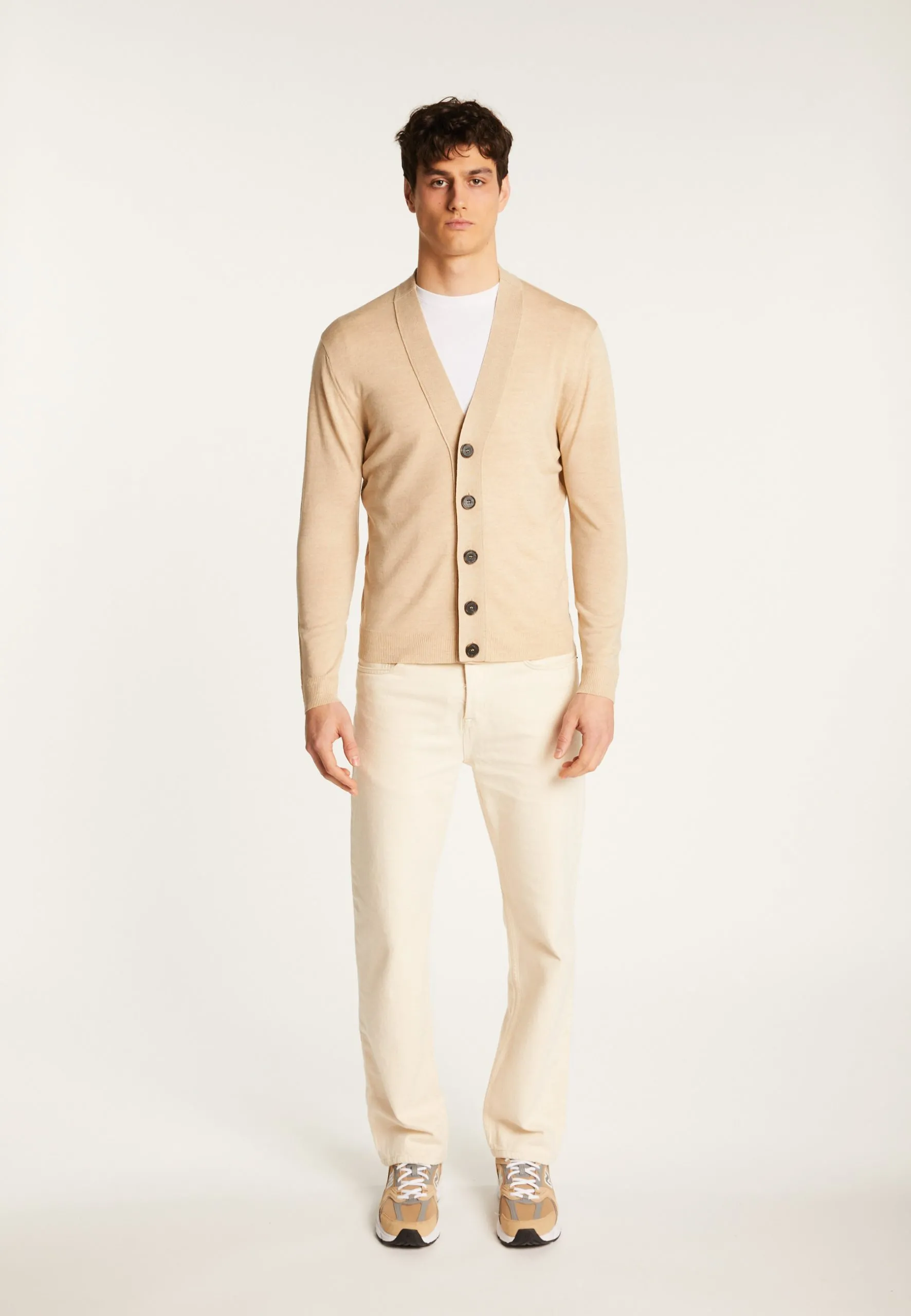 Cardigan en laine mérinos Beige EUGÉNE