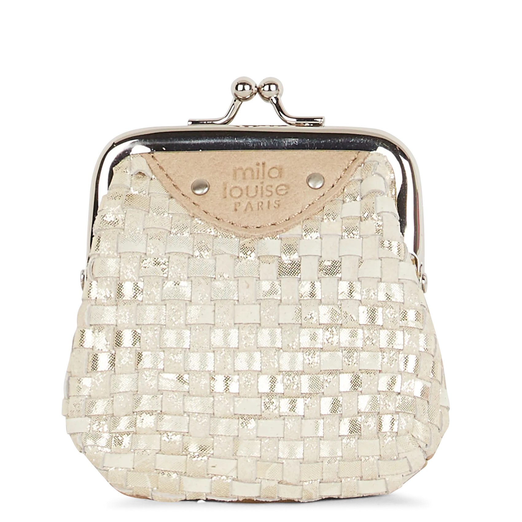 Porte-monnaie bourse en cuir Beige OUM