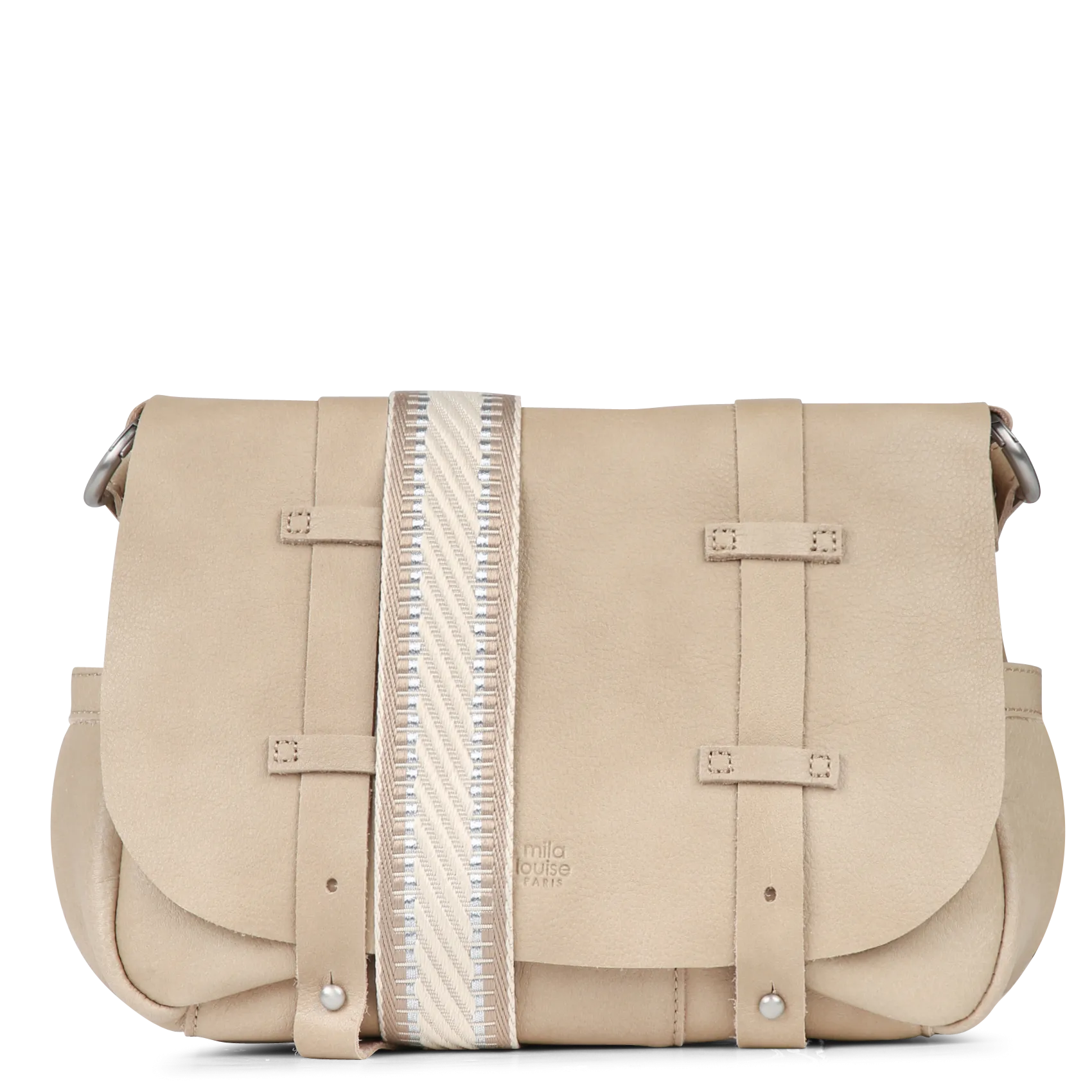 Sac besace en cuir Beige BESSY