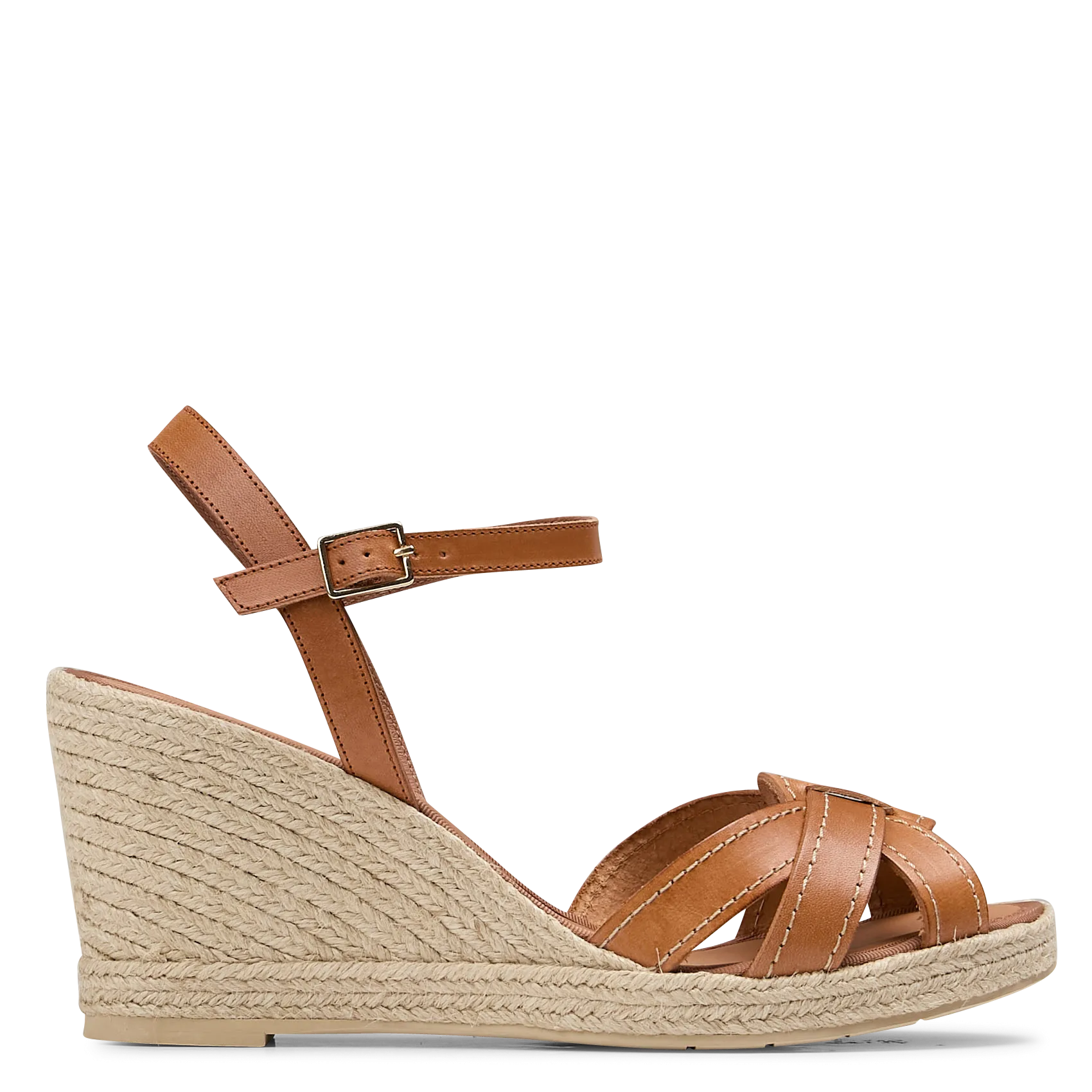 Espadrilles compensées en cuir Beige ELDA