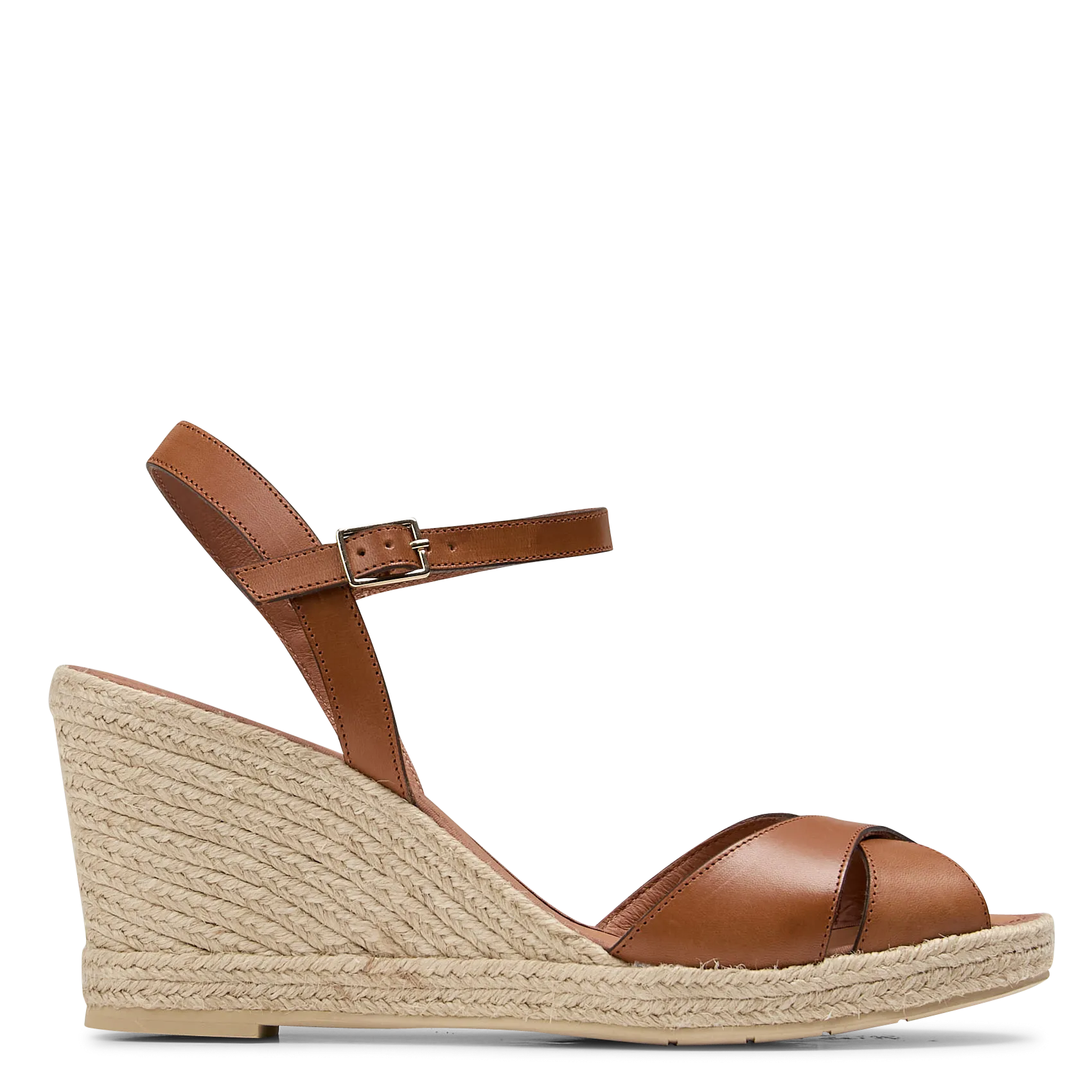 Espadrilles compensées en cuir Marron MADRID