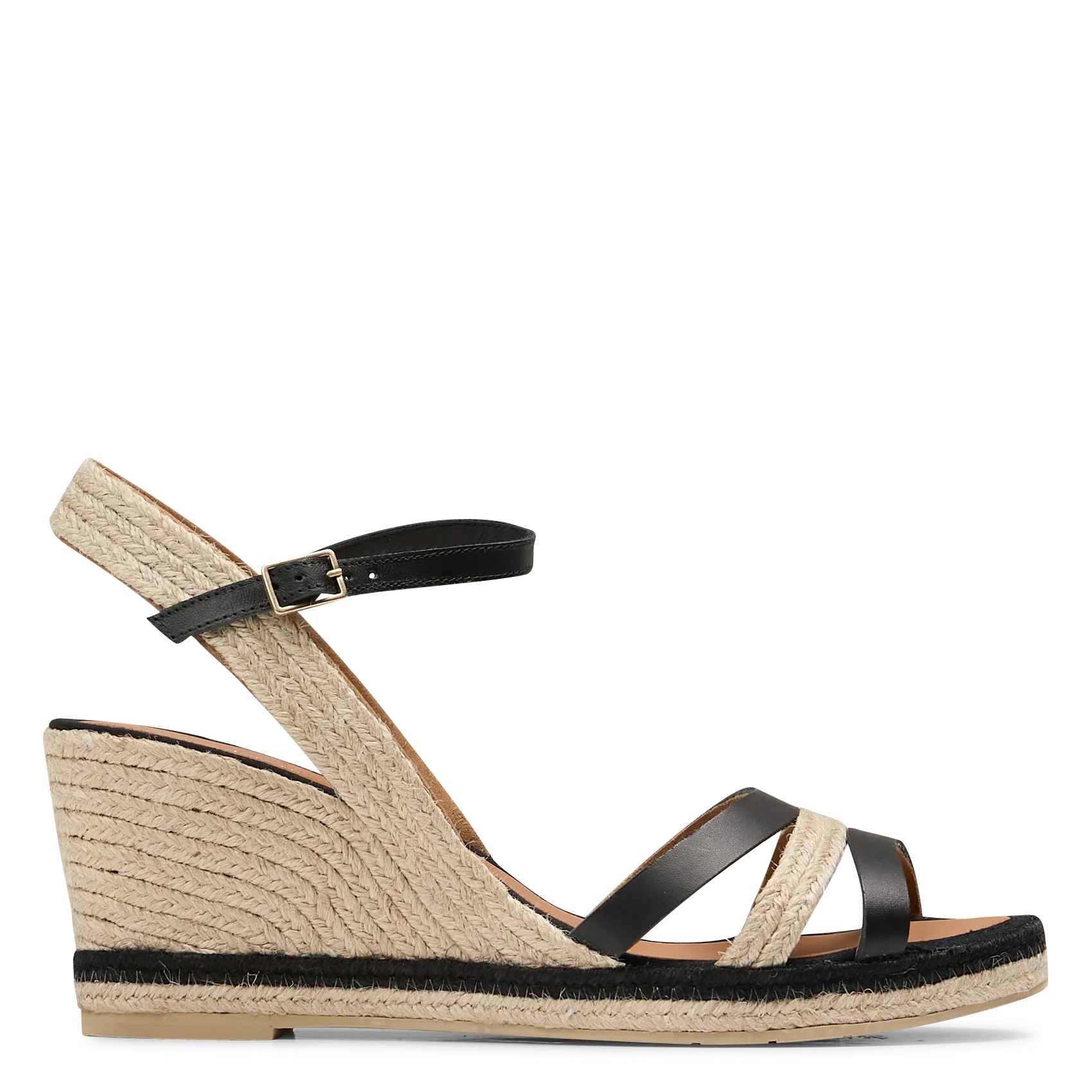 Espadrilles compensées en cuir Noir SARGOZA