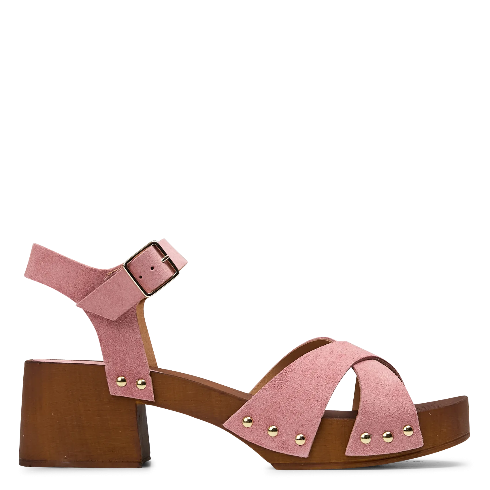 Sandales à talon en cuir Rose NAIS