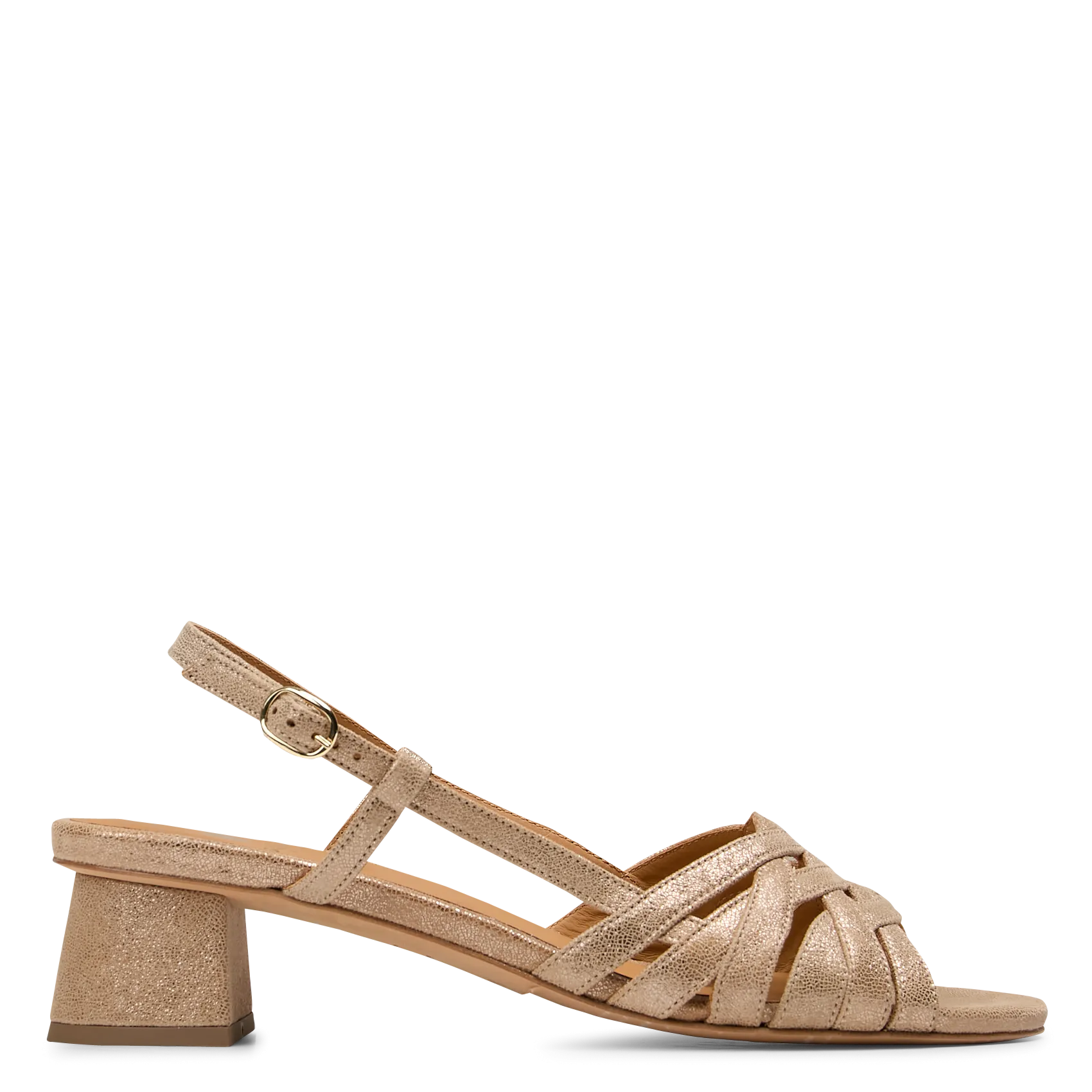 Sandales slingback en cuir métallisé Doré CARA