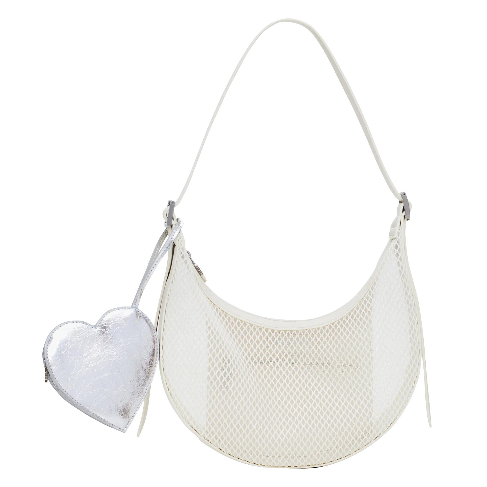 Sac bandoulière en tissu maillé Blanc