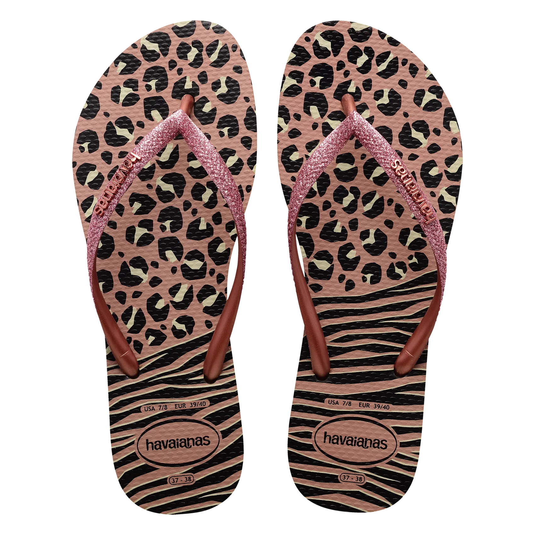 Tongs imprimé animalier Rose SLIM ANIMALS MIX