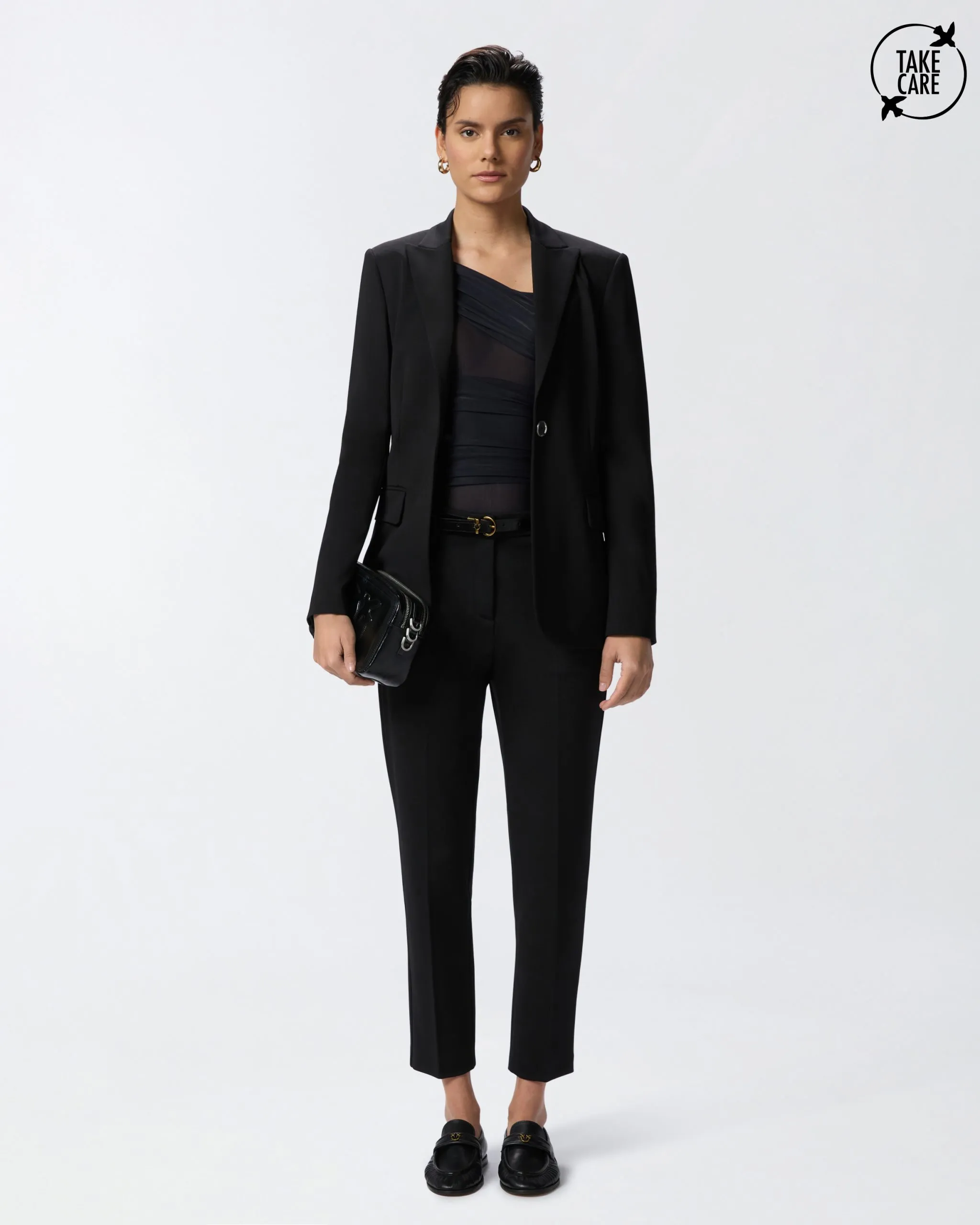 Pantalon cigarette en maille roma Noir