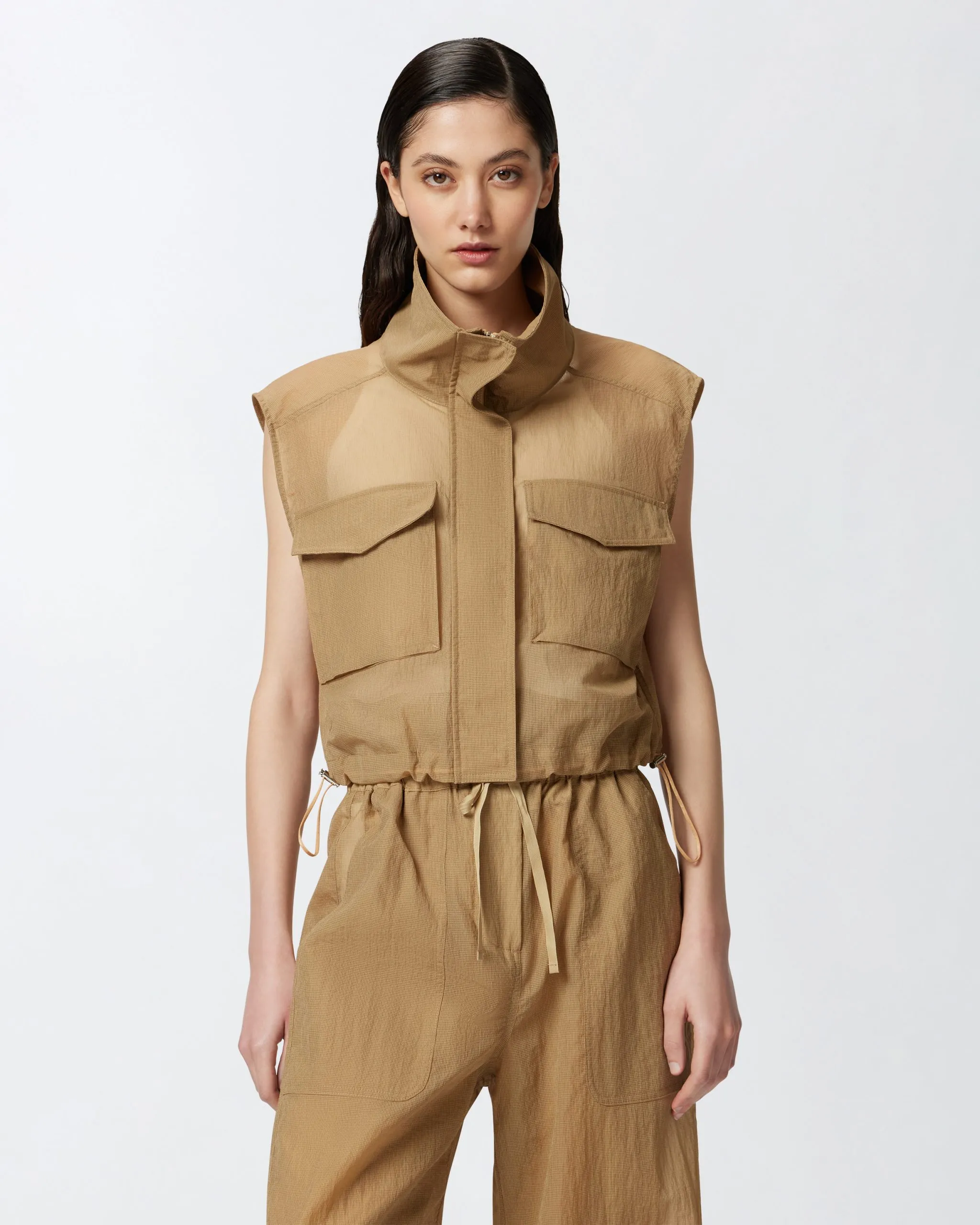 Veste sans manches légère façon gilet Marron