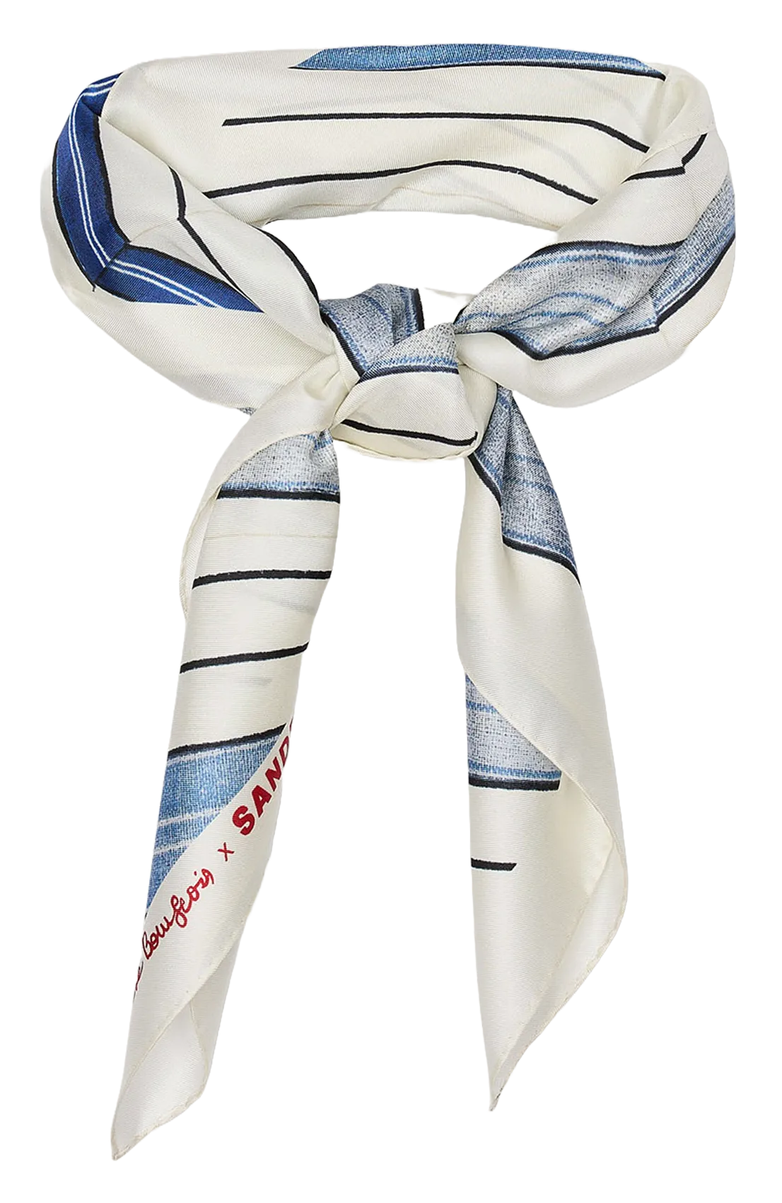 Foulard en soie imprimée Bleu