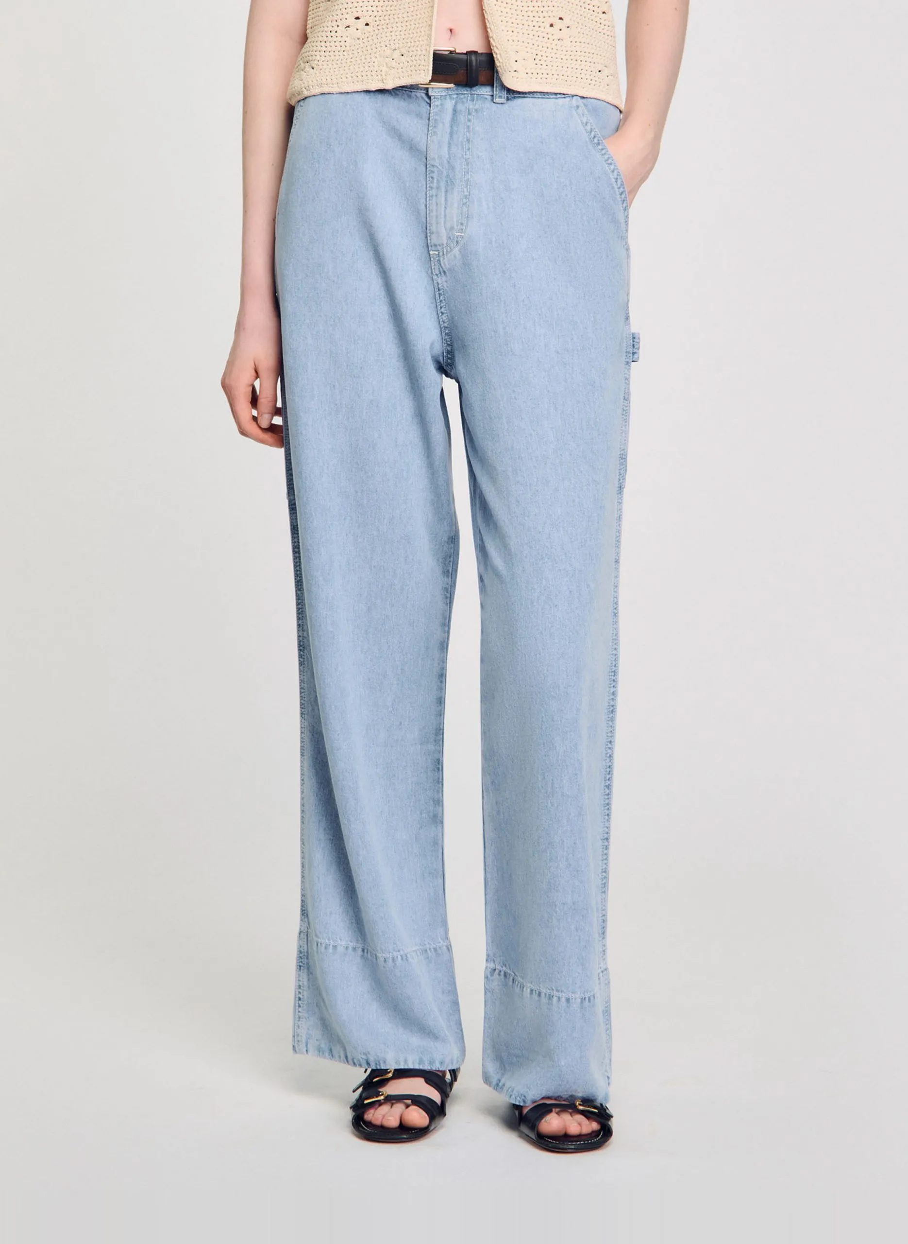 Jean large taille haute Bleu