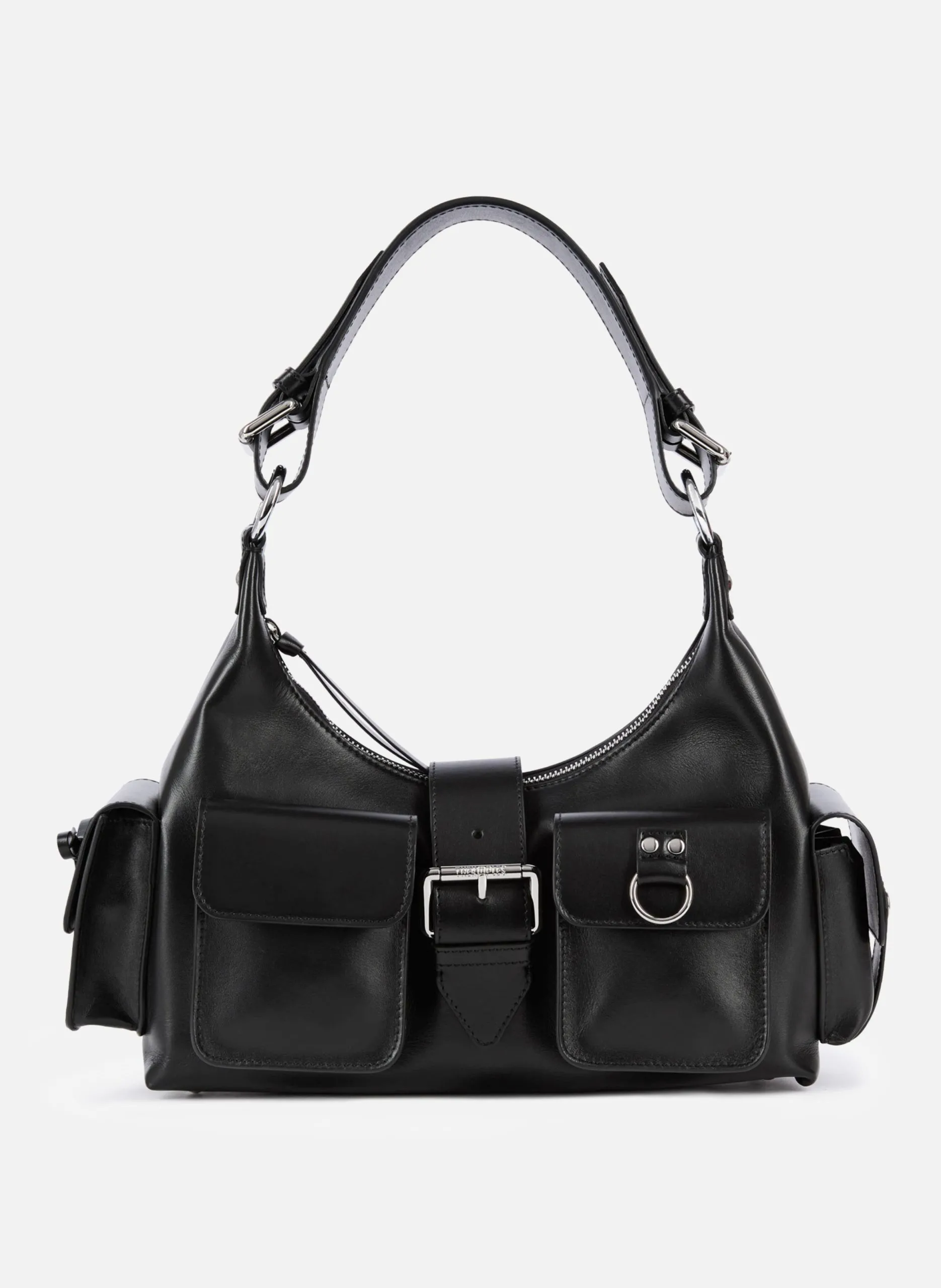Sac amelia en cuir lisse Noir
