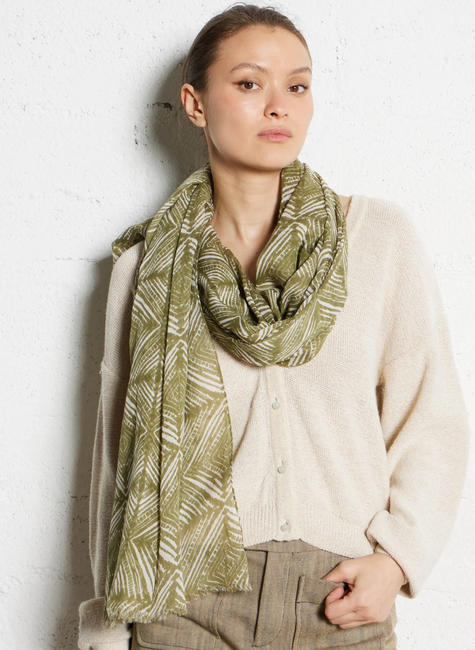 Foulard en coton imprimé Vert