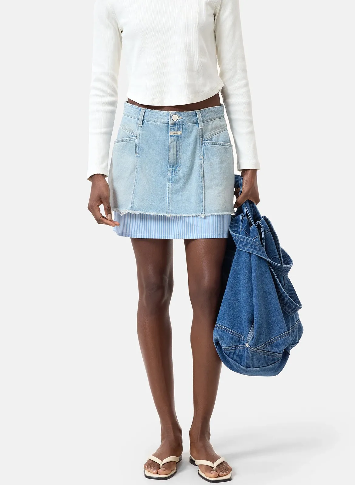 Jupe courte en denim Bleu