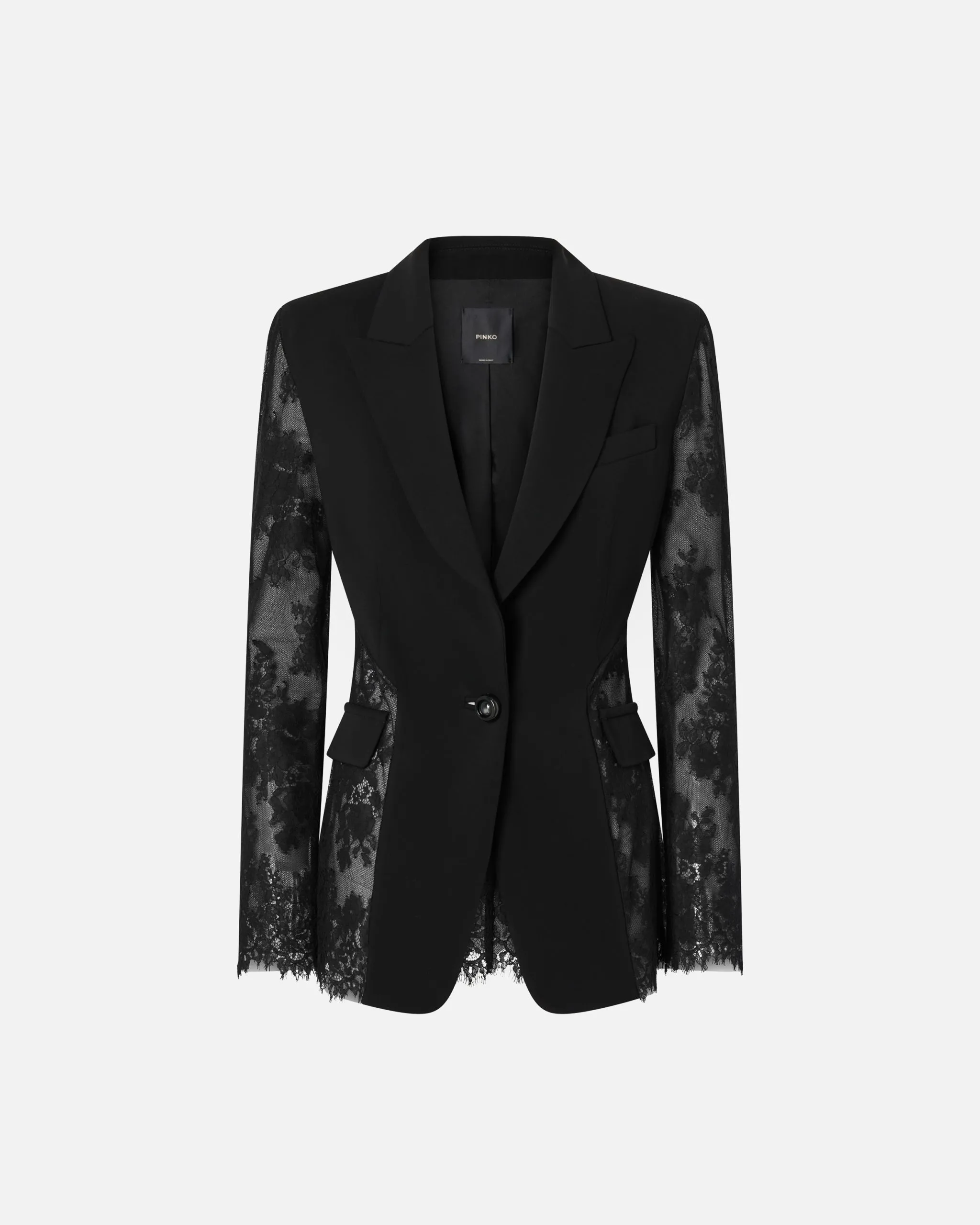 Blazer droit en dentelle Noir