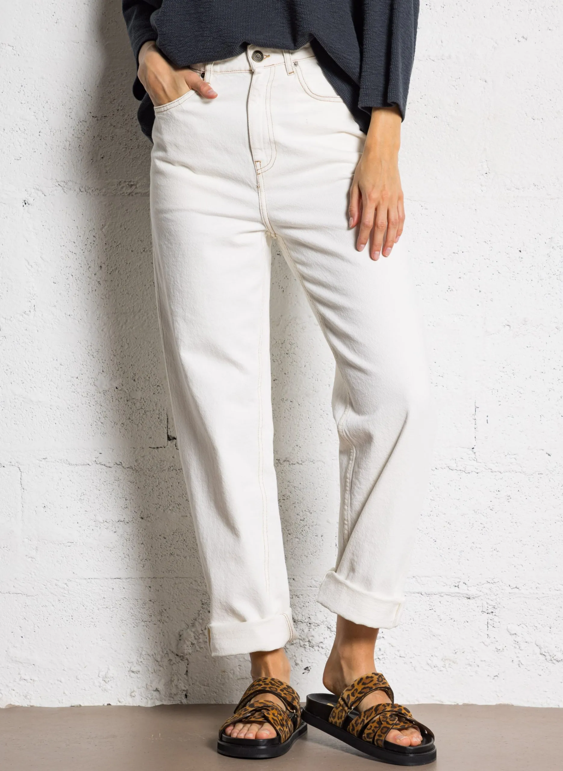 Jean droit en coton recyclé mélangé Blanc JOZASTREET